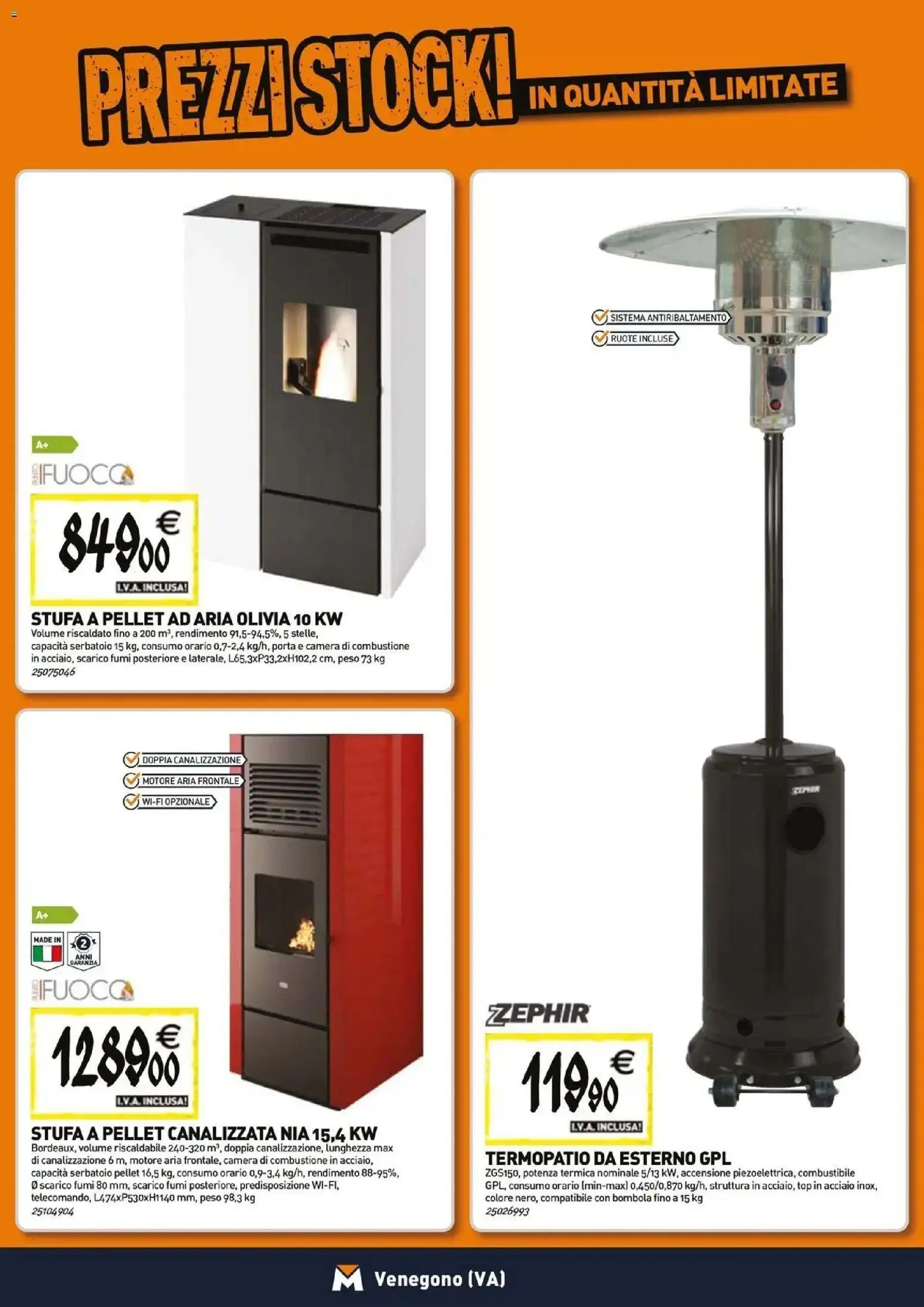 Anteprima dell'opuscolo TECNOMAT catalogo Venegono Inferiore dal negozio TECNOMAT valido da 29/10/2026 - Stufa a pellet, Pellet, Top, Porta, Stufa