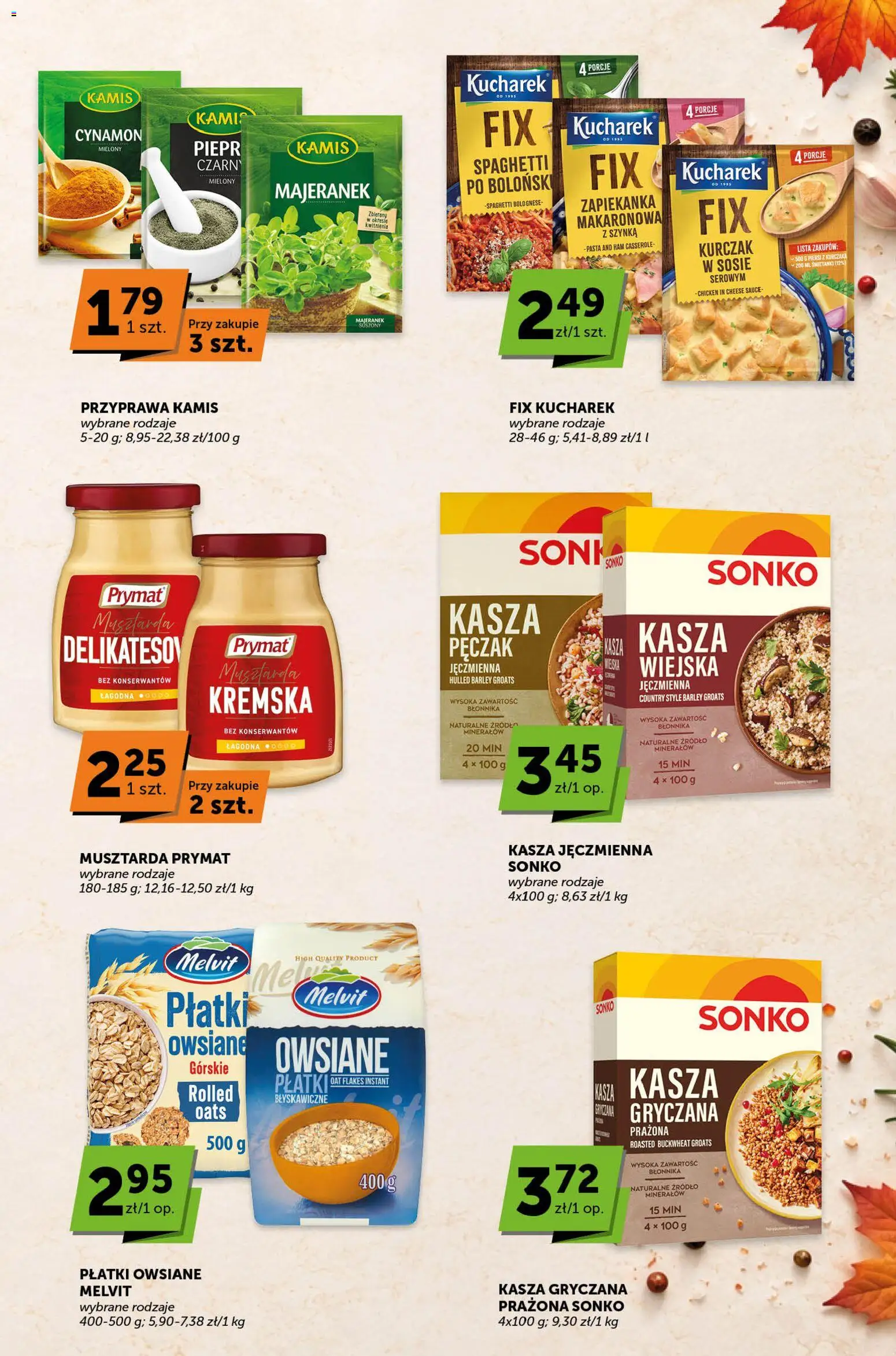 Pogląd gazetki "Groszek gazetka - Sprawdź, co więcej" ze sklepu Groszek ważnej od 01.10.2026 - Spaghetti bolognese, Kasza gryczana, Majeranek, Szynka, Kasza, Piersi z kurczaka, Musztarda, Płatki