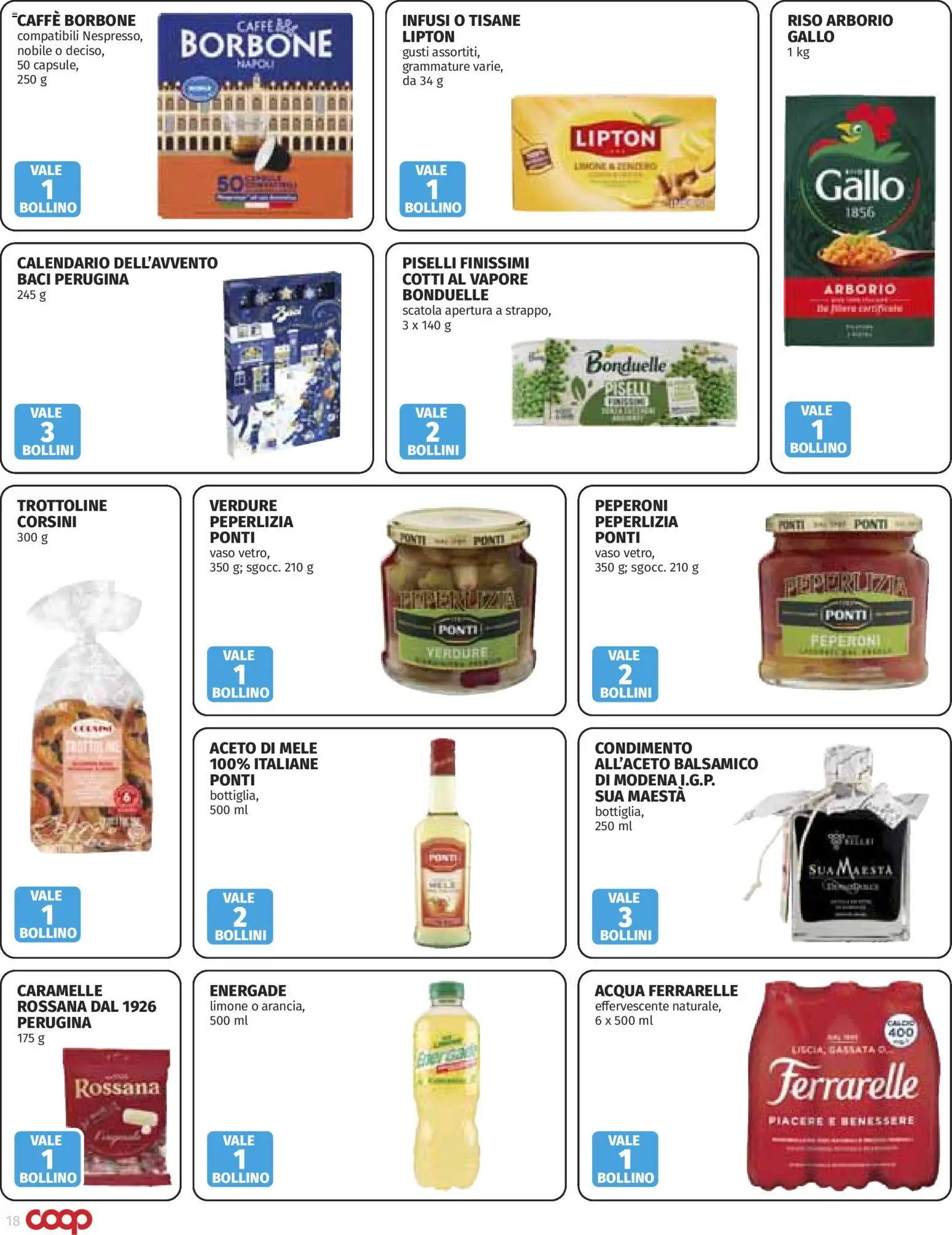 Anteprima dell'opuscolo COOP volantino dal negozio COOP valido da 29/10/2026 - Acqua, Riso, Peperoni, Caramelle, Borbone, Mele, Ferrarelle, Calendario dell’Avvento