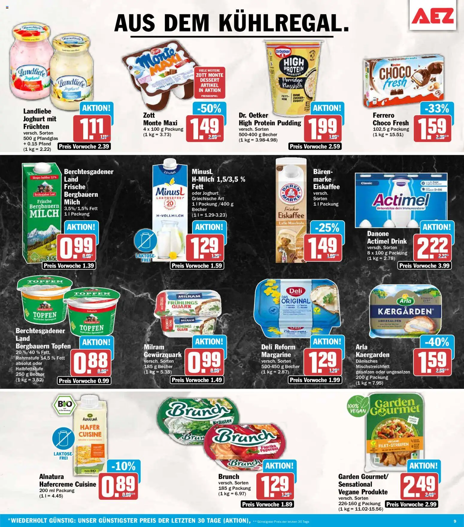 Vorschau von dem Prospekt des Geschäftes AEZ, gültig ab dem 05.10.2026 - Joghurt, Quark, Milch, Zucker, Margarine, Actimel, Creme, Milram
