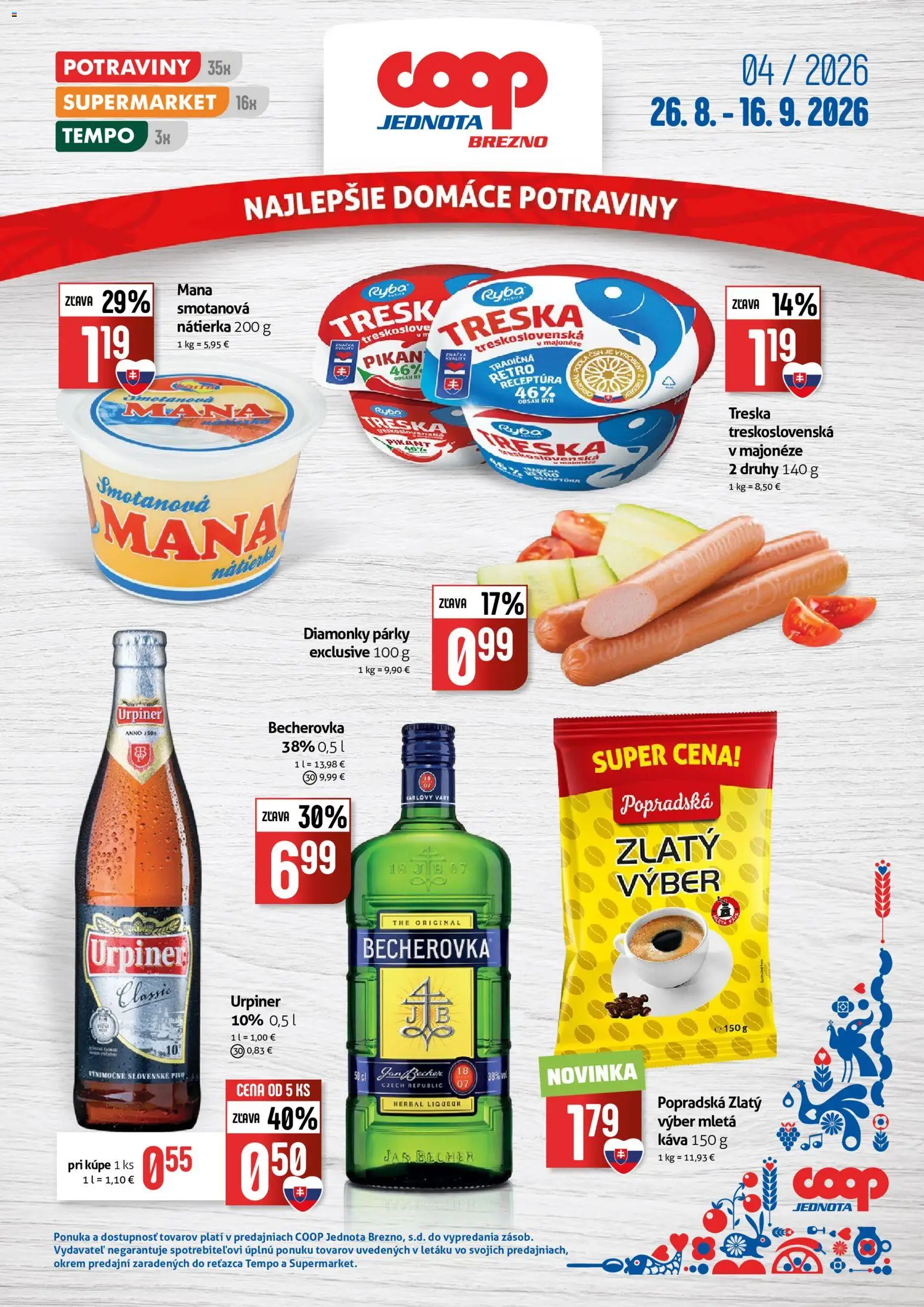 Náhľad COOP Jednota letáku platného od 26.08.2026
