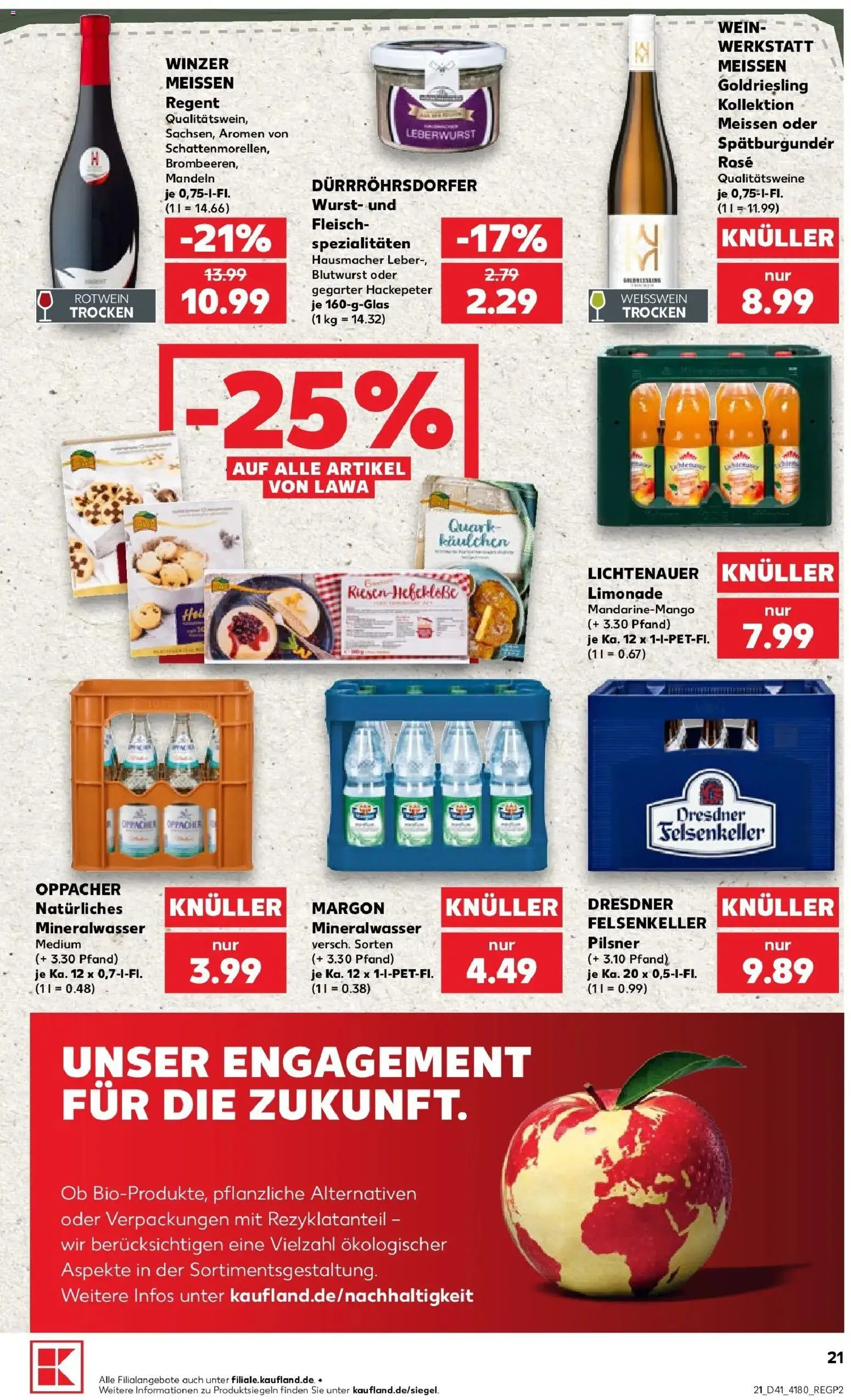 Vorschau von dem Prospekt des Geschäftes Kaufland, gültig ab dem 08.10.2026 - Wurst, Wein, Mineralwasser, Fleisch, Weißwein, Rotwein, Limonade, Spezialitäten