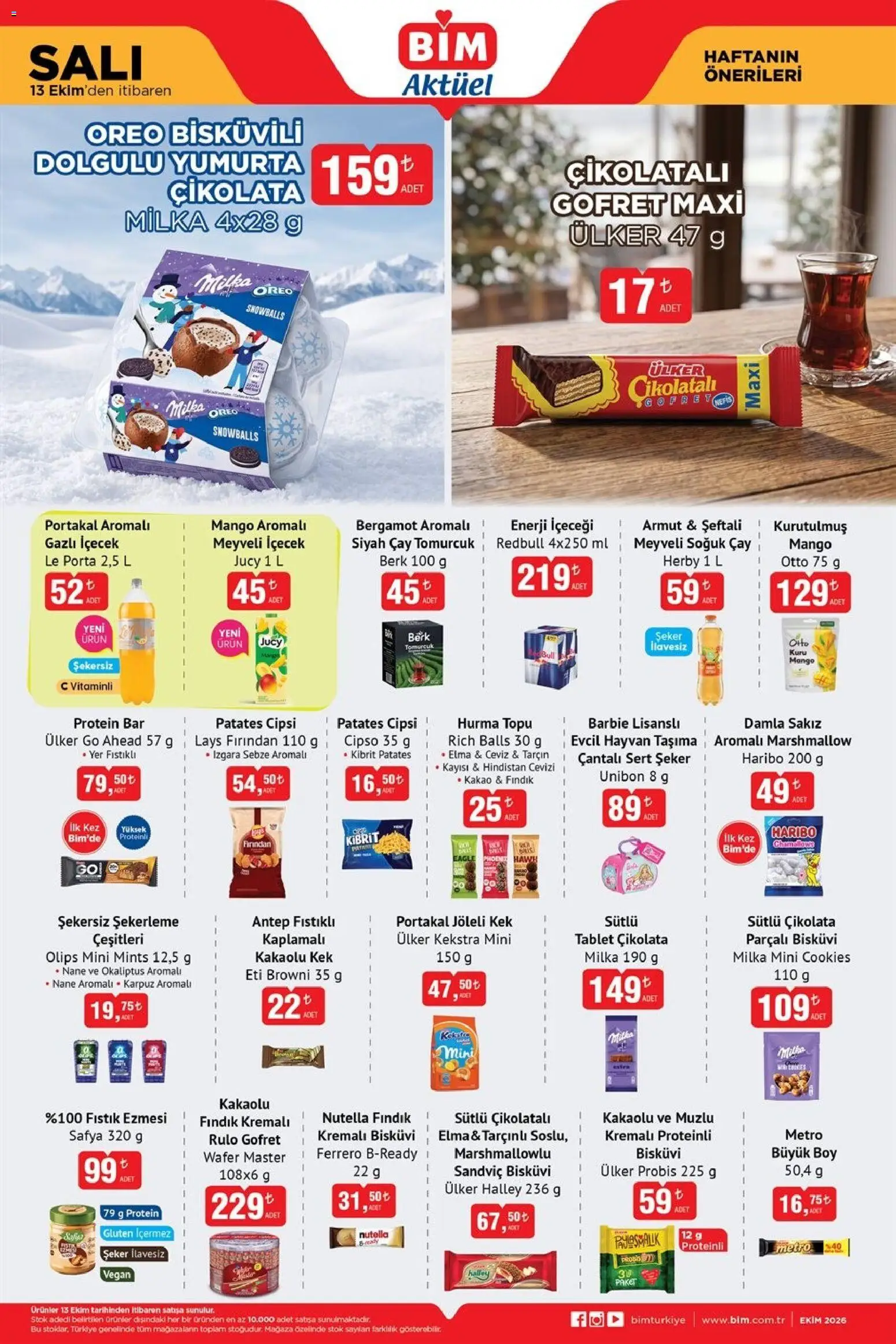 BİM BİM - Katalog Salı 13.10.2026 - Broşürünün önizlemesi - Fındık, Çay, Şeker, Yumurta, Portakal, Kayısı, Sebze, Tablet çikolata