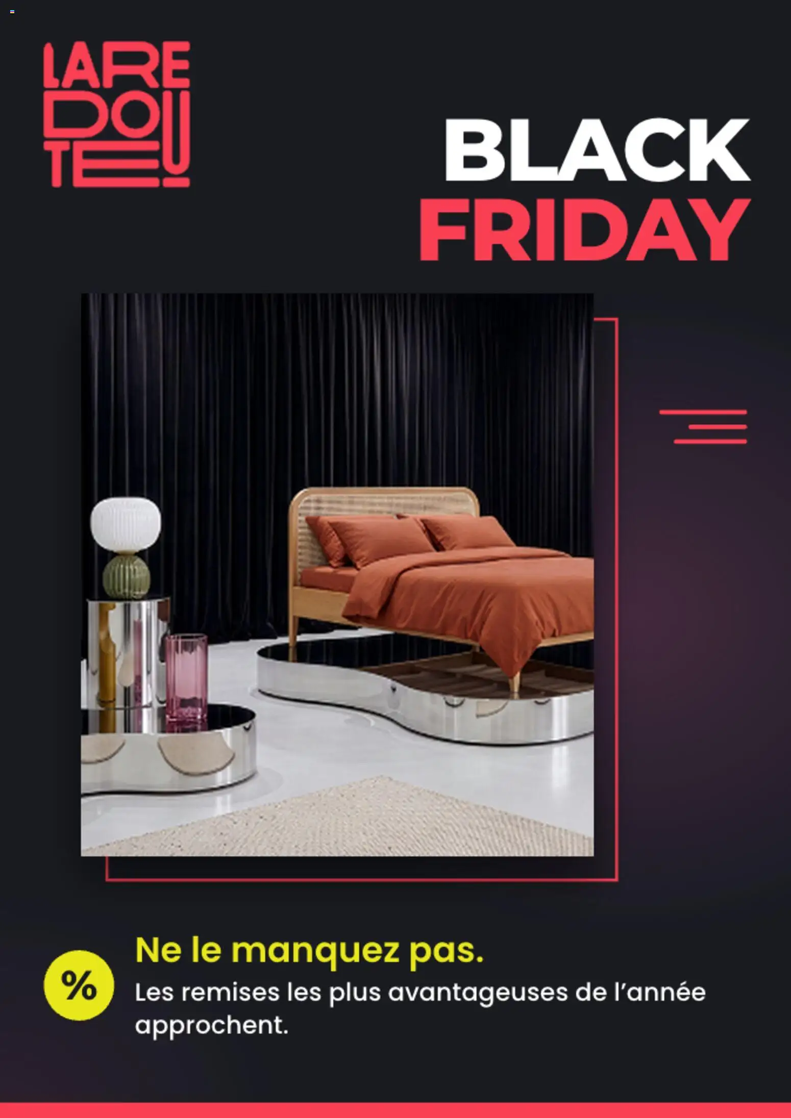 Prévisualisation de La Redoute Black Friday Annonce du magasin La Redoute formulaire valide 26/10/2026