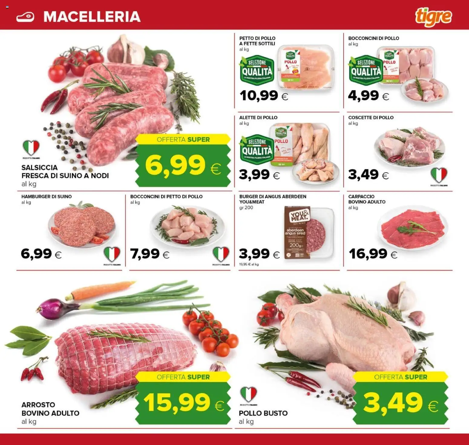 Anteprima dell'opuscolo Tigre volantino Tutto Nuovo Roma dal negozio Tigre valido da 22/10/2026 - Hamburger, Pollo, Carpaccio, Salsiccia, Bovino, Petto di Pollo, Suino, Arrosto