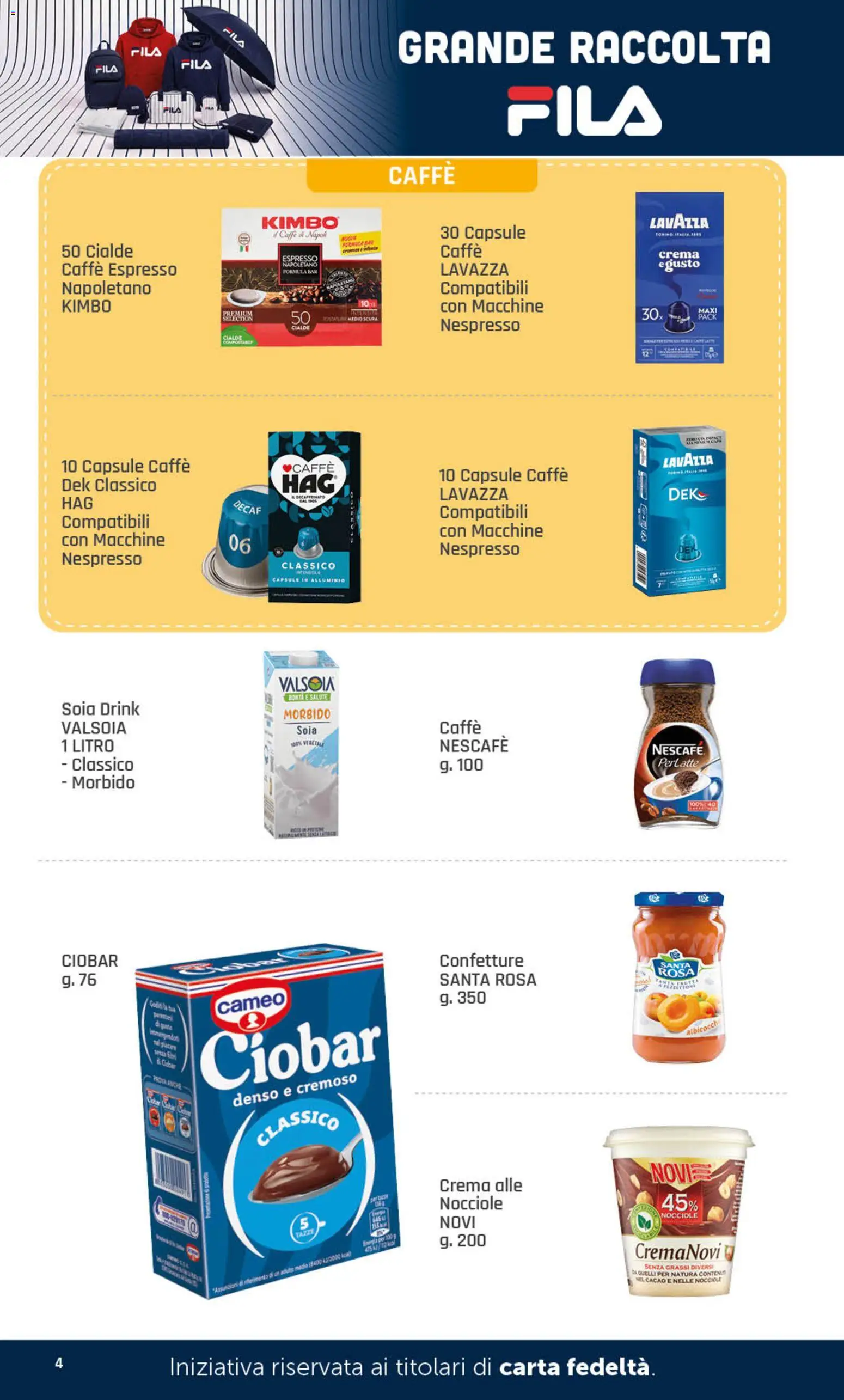 Anteprima dell'opuscolo DOK volantino Tutti in campo dal negozio DOK valido da 26/10/2026 - Crema, Caffè, Lavazza, Nocciole, Alluminio, Cacao, Nescafé, Kimbo