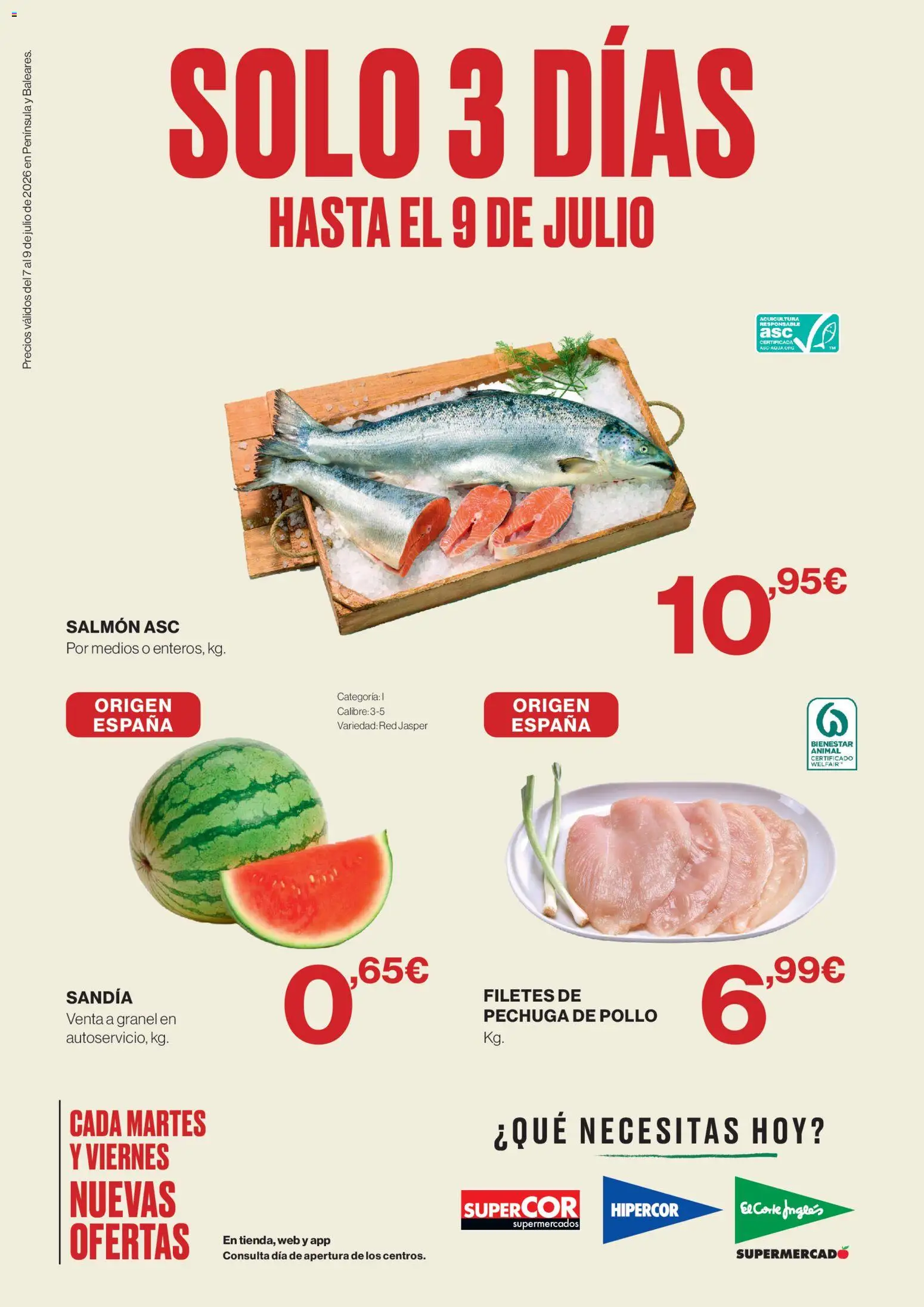 Vista previa del folleto de la tienda Supercor válido desde el 07/07/2026 - Sandía, Salmón, Pollo