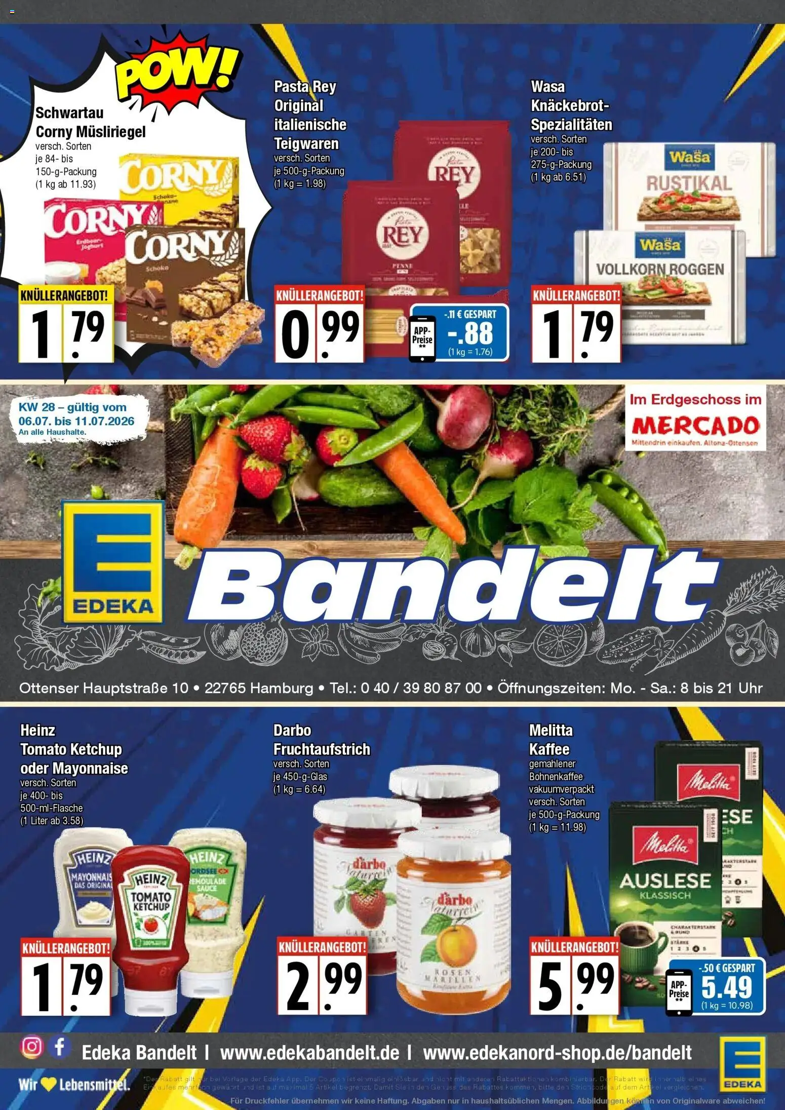 Vorschau von dem Prospekt des Geschäftes Edeka, gültig ab dem 05.07.2026 - Kaffee, Uhr, Pasta, Mayonnaise, Ketchup, Melitta, Spezialitäten
