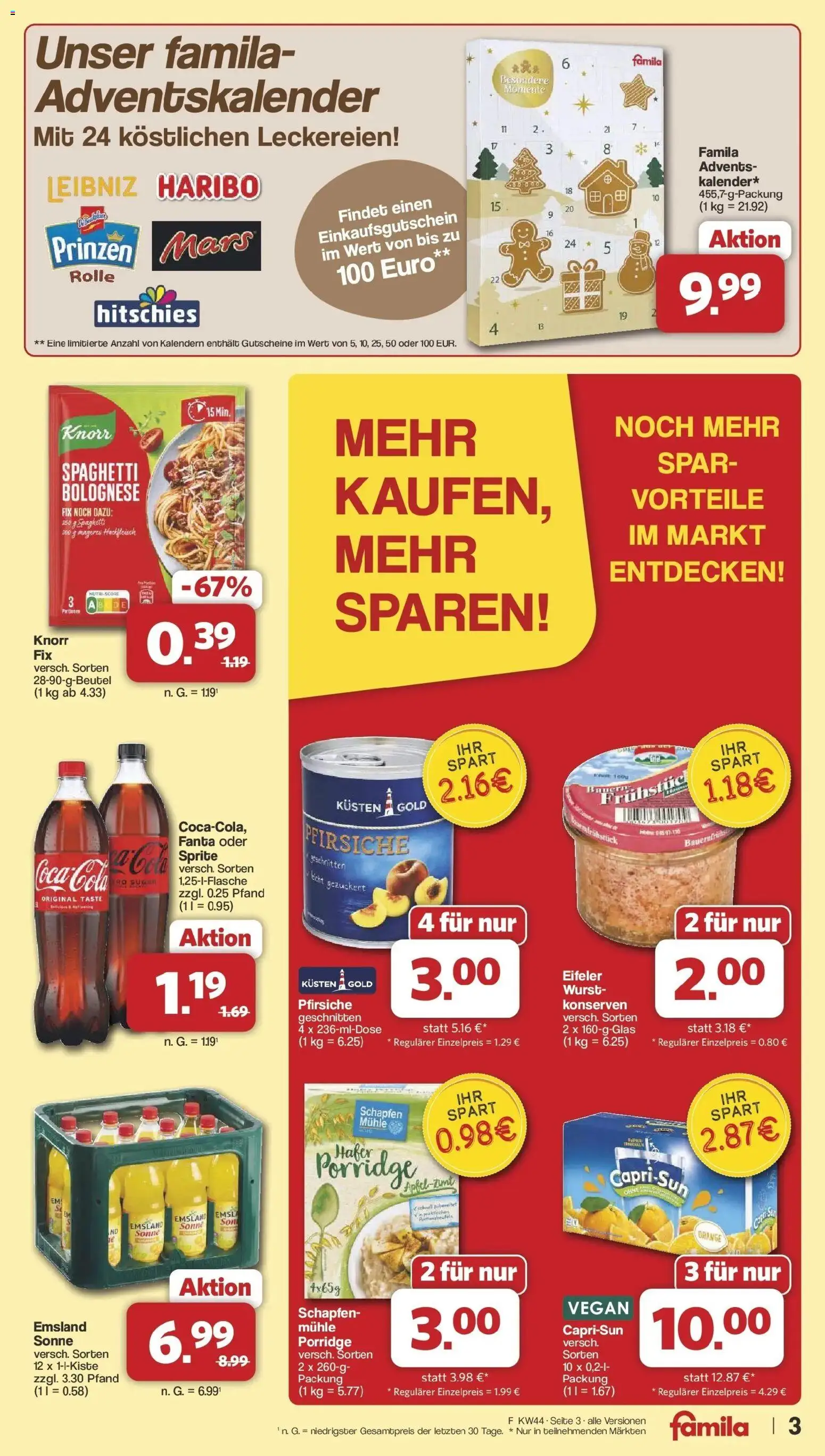 Vorschau von dem Prospekt des Geschäftes Famila Nordwest, gültig ab dem 26.10.2026 - Haribo, Wurst, Mars, Hackfleisch, Mühle, Fanta, Sprite, Knorr