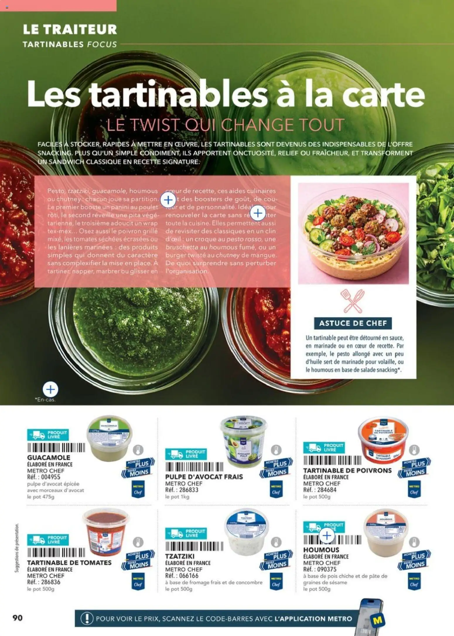 Prévisualisation de METRO - Restauration rapide du magasin METRO formulaire valide 14/04/2026 - Bruschetta, Livre, Pesto, Wrap, Fromage frais, Graines de sésame, Graines, Tomates séchées