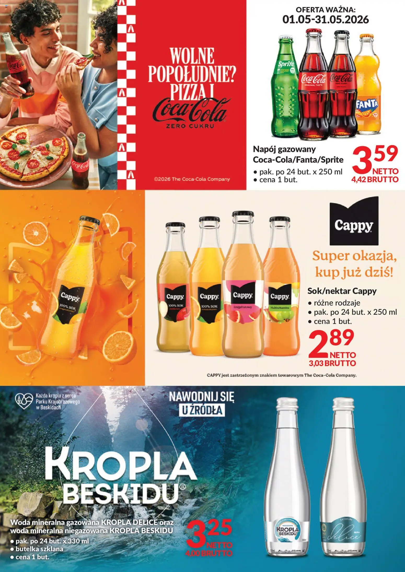 Pogląd gazetki "Makro gazetka - Coca-Cola w dostawie" ze sklepu Makro ważnej od 01.05.2026 - Woda, Coca cola, Sprite, Fanta, Woda mineralna