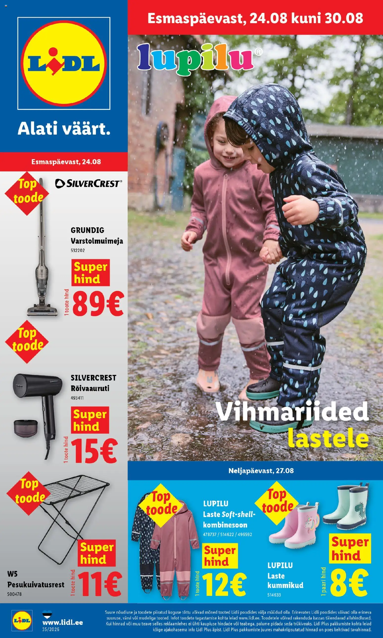 Lidl kliendilehe eelvaade alates 24.08.2026