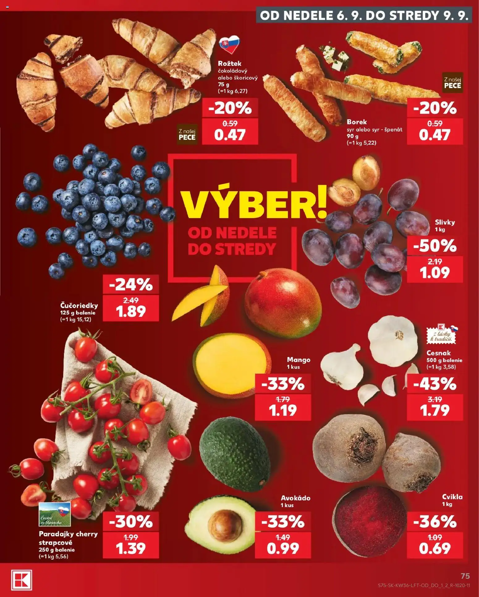 Náhľad Kaufland letáku platného od 03.09.2026 - Mango, Syr, Avokádo, Čučoriedky, Paradajky, Cvikla, Cesnak, Slivky