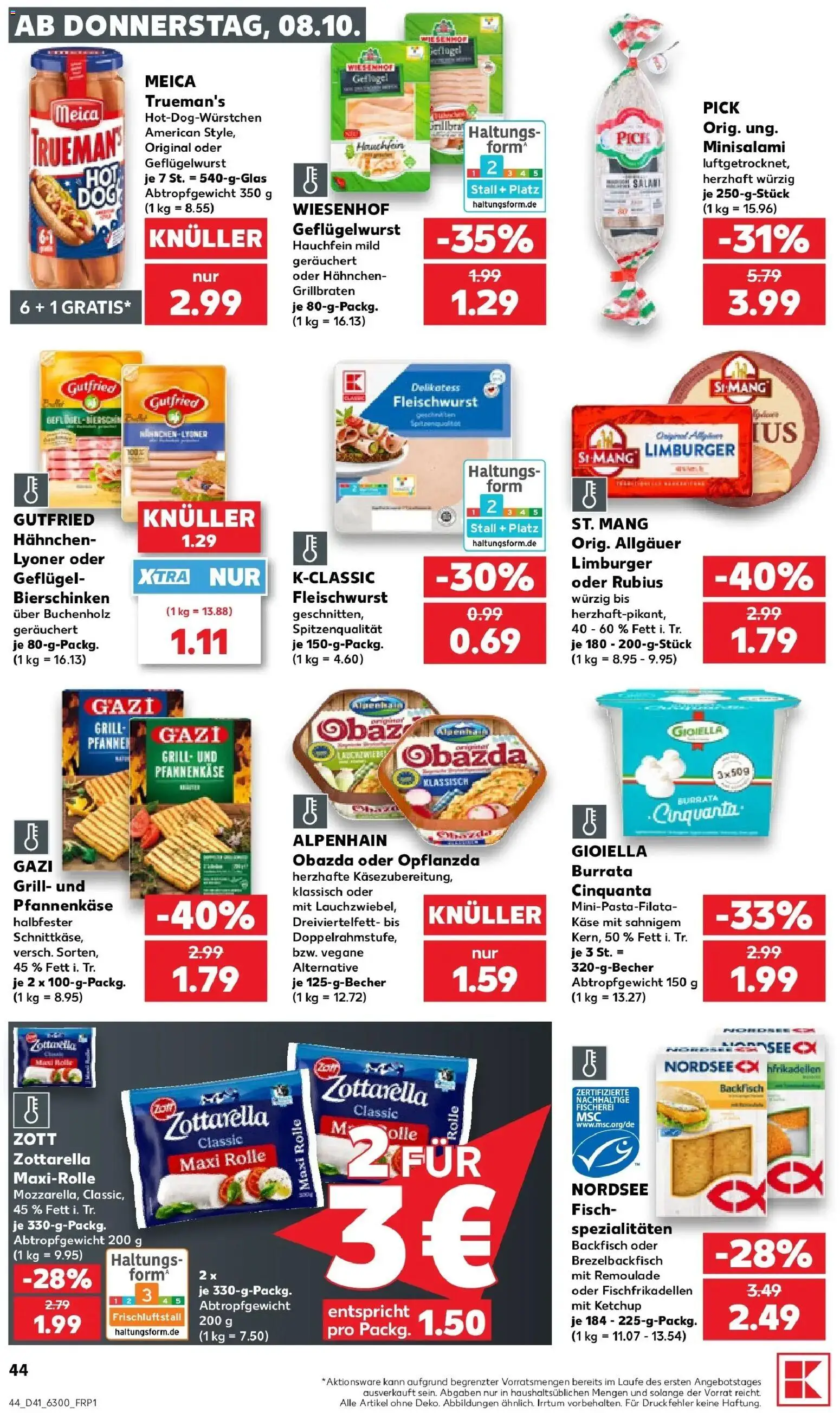 Vorschau von dem Prospekt des Geschäftes Kaufland, gültig ab dem 08.10.2026 - Burrata, Käse, Fisch, Grill, Ketchup, Spezialitäten, Meica, Hahnchen