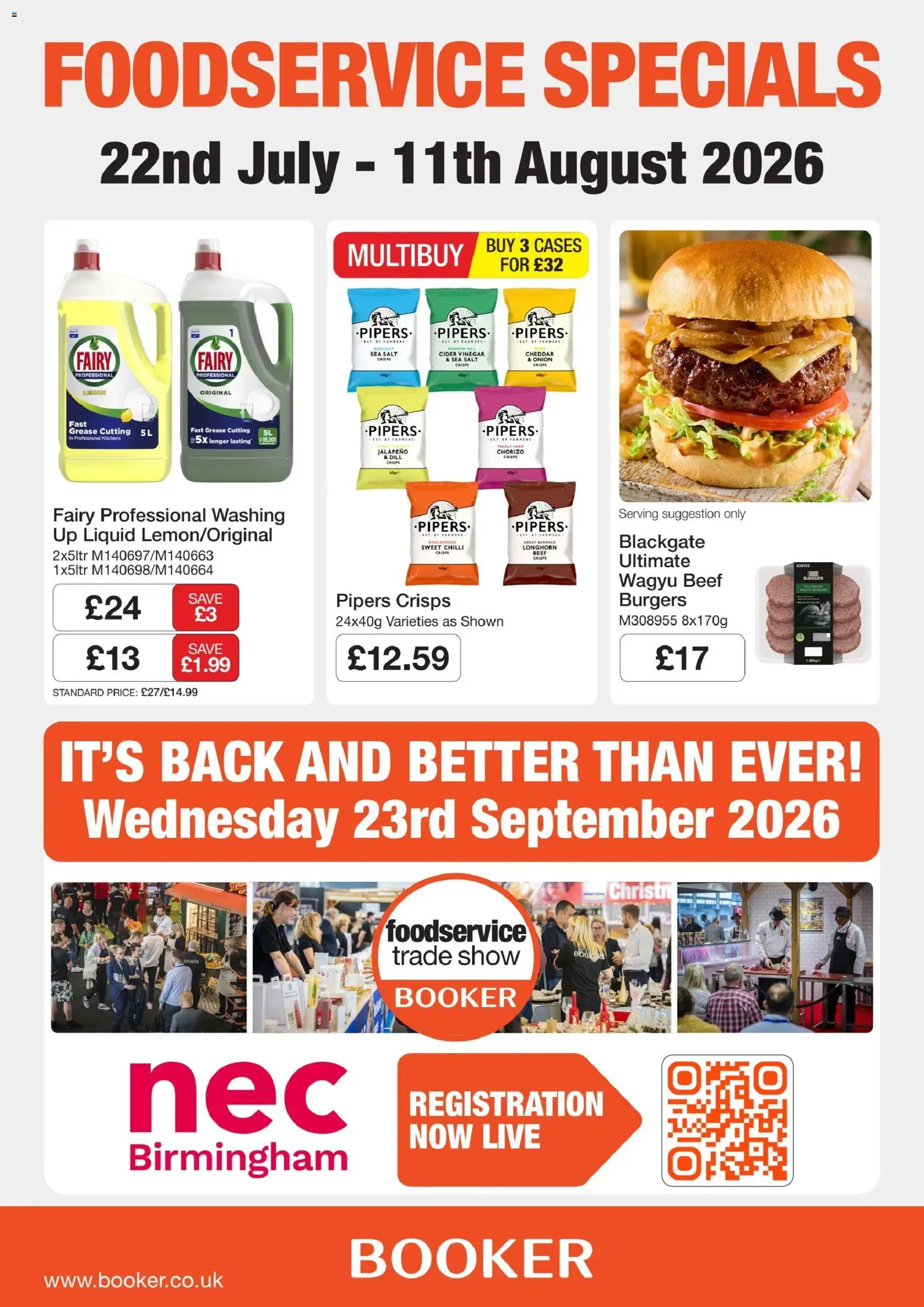 Preview of Booker Wholesale Booker Wholesale - NP6 Foodservice Specials valid from 22/07/2026 - Sea salt, Cheddar, Crisps, Chilli, Salt, Beef, Onion, Vinegar