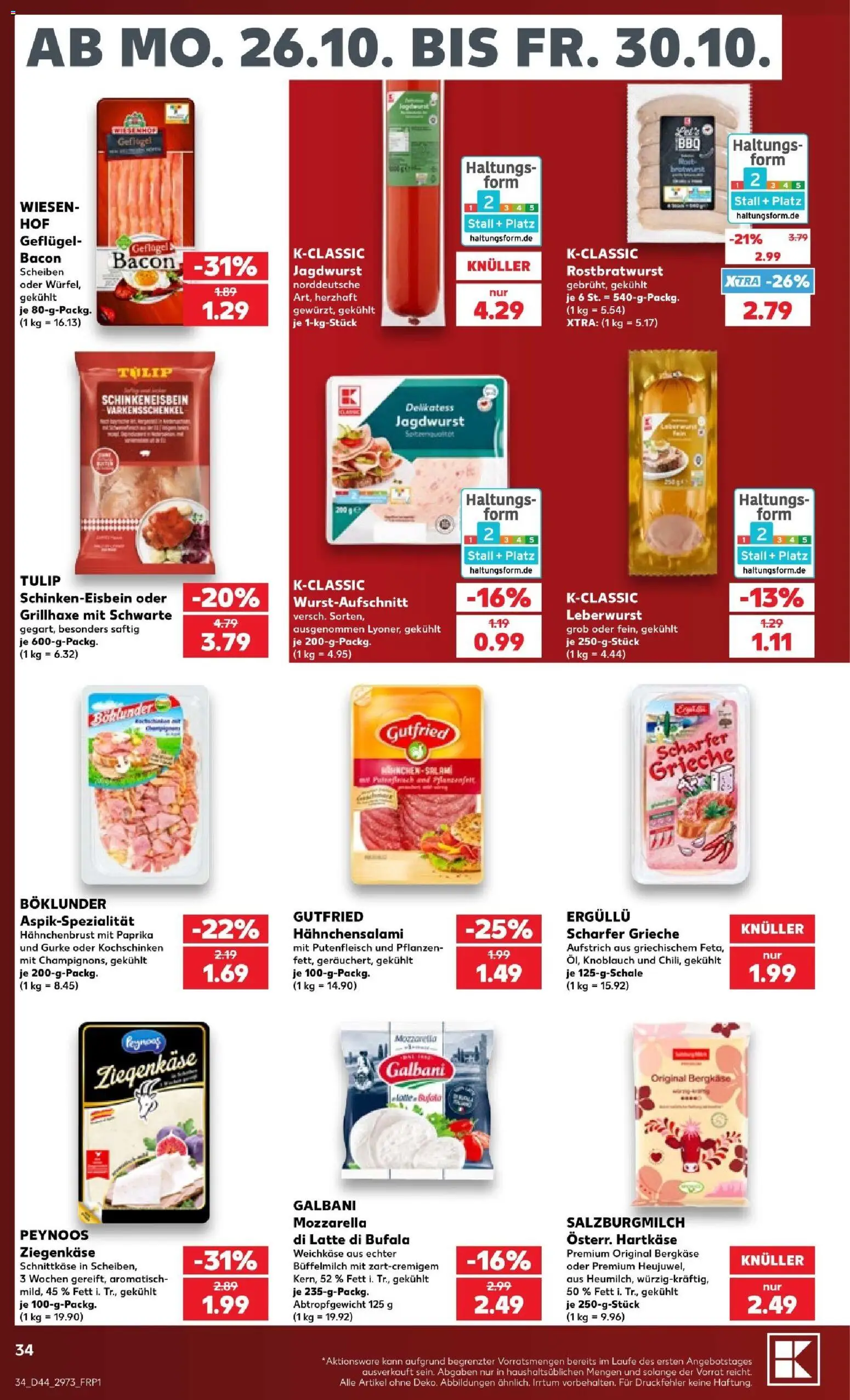 Vorschau von dem Prospekt des Geschäftes Kaufland, gültig ab dem 25.10.2026 - Mozzarella, Paprika, Knoblauch, Ziegenkäse, Hahnchenbrust