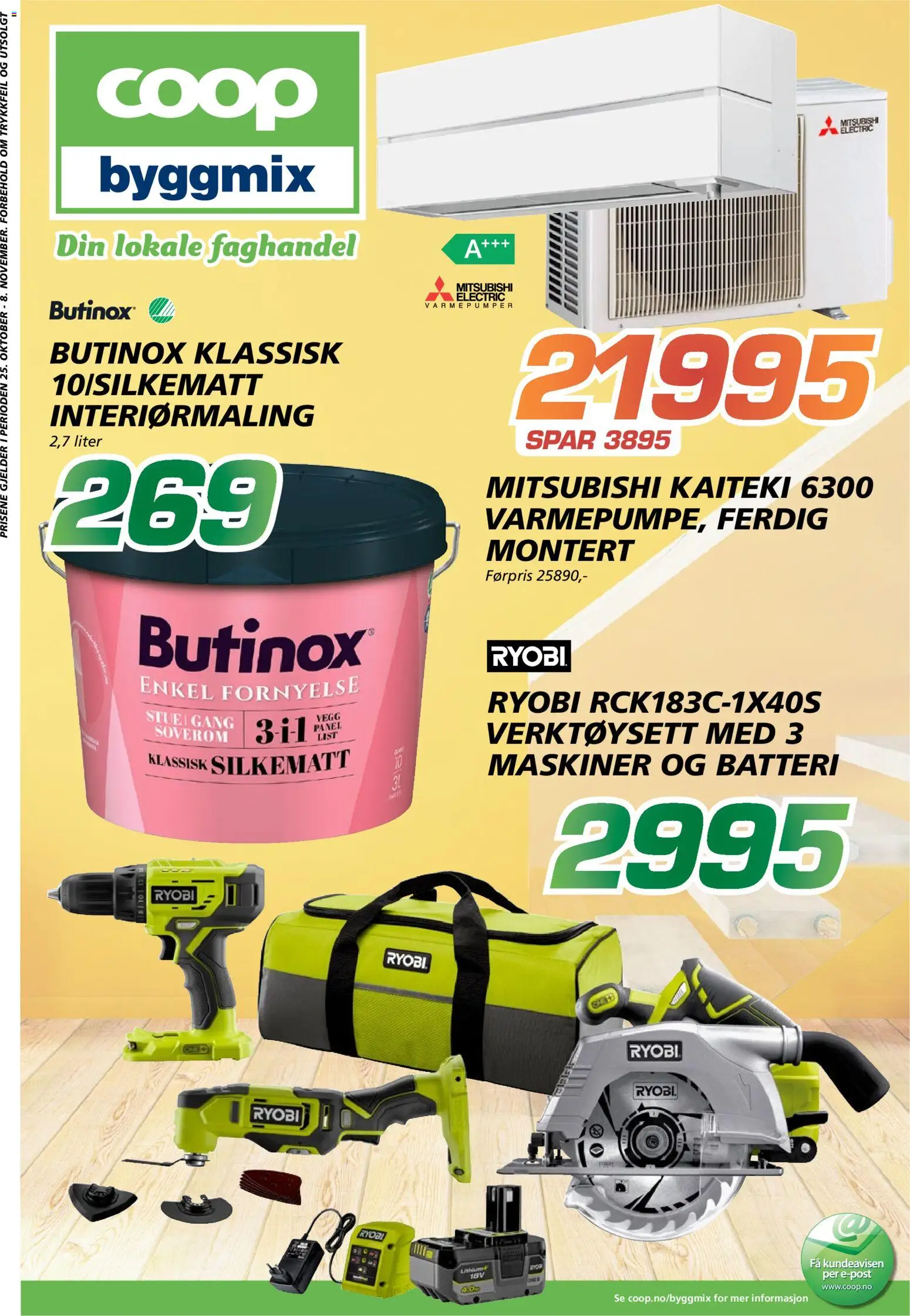 Forhåndsvis Coop Byggmix kundeavis fra butikk Coop Byggmix gyldig fra 26/10/2026 - Ryobi, Batteri