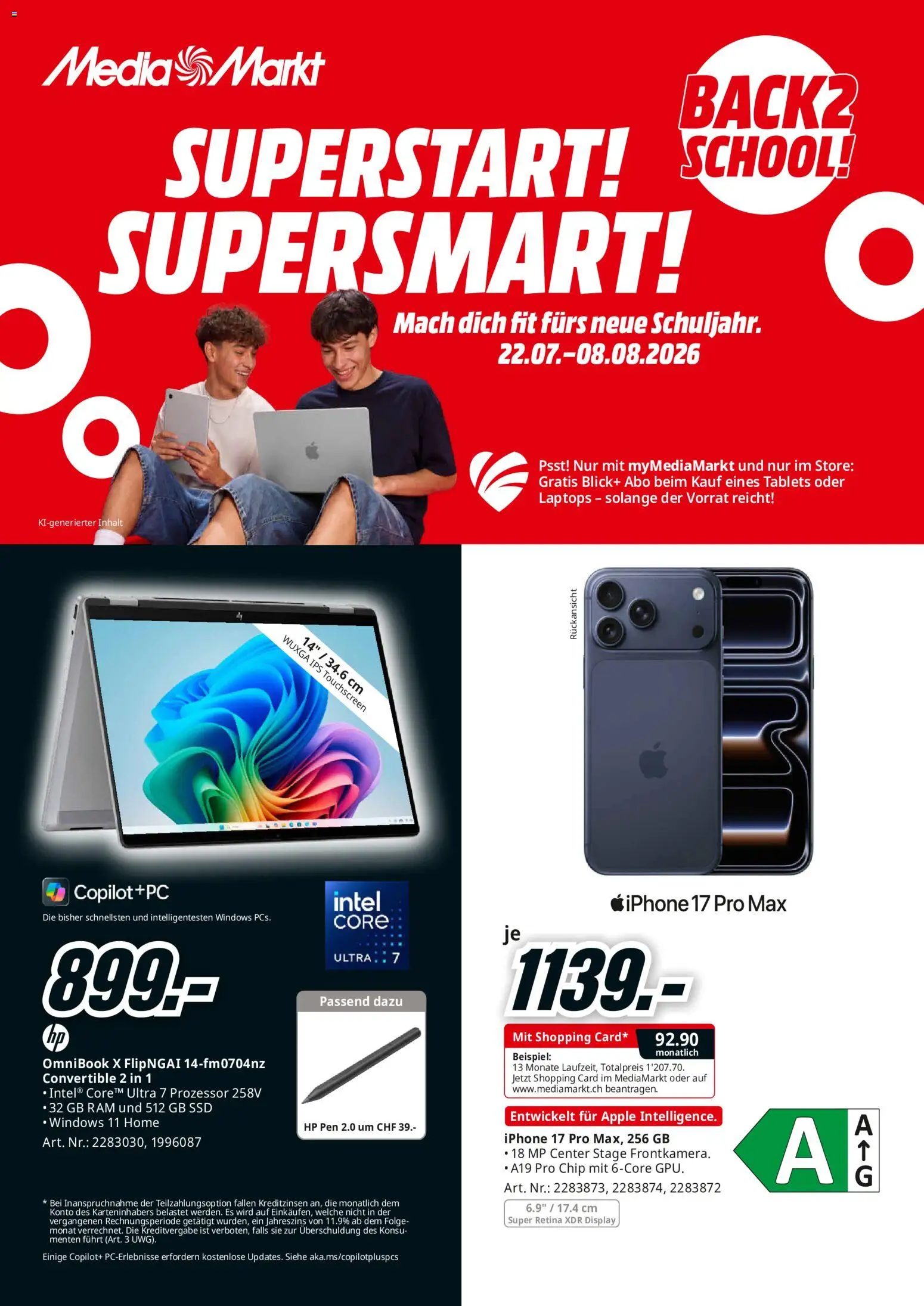 Vorschau des Merkblatts Media Markt aktionen vom Shop Media Markt gültig von 22.07.2026 bis 08.08.2026 - Apple, Iphone, HP