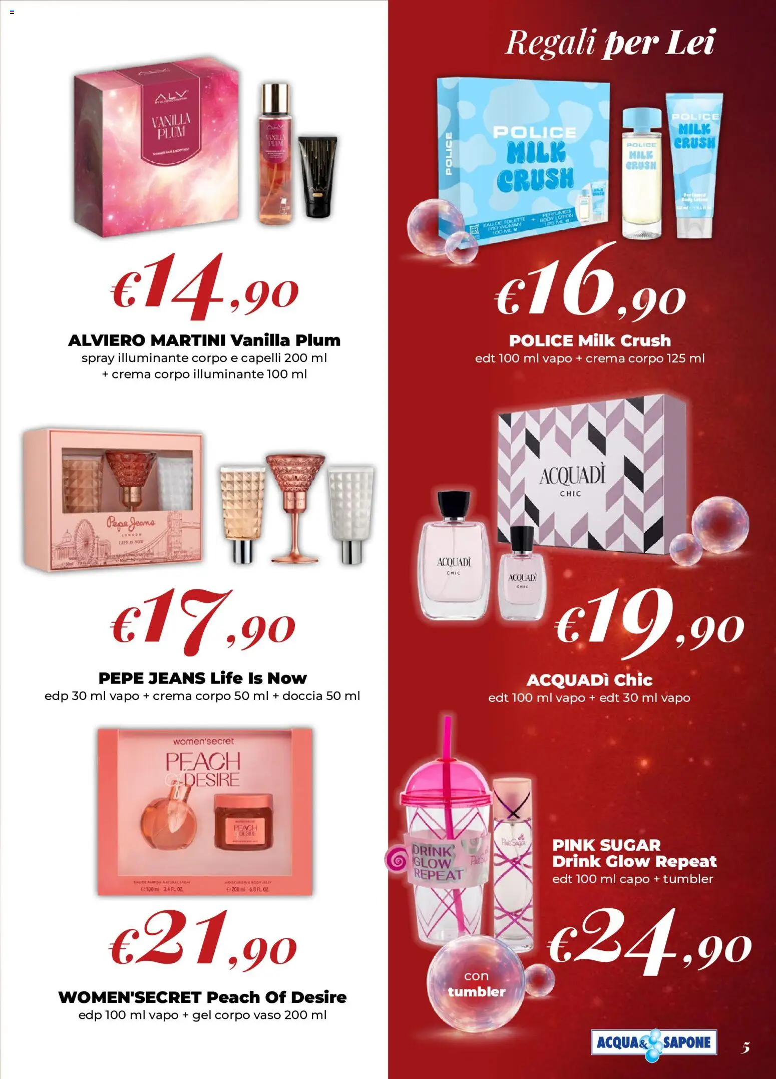 Anteprima dell'opuscolo Acqua e Sapone volantino Natale dal negozio Acqua e Sapone valido da 02/11/2026 - Crema, Jeans, Pepe, Doccia, Martini, Sapone, Vaso, Illuminante