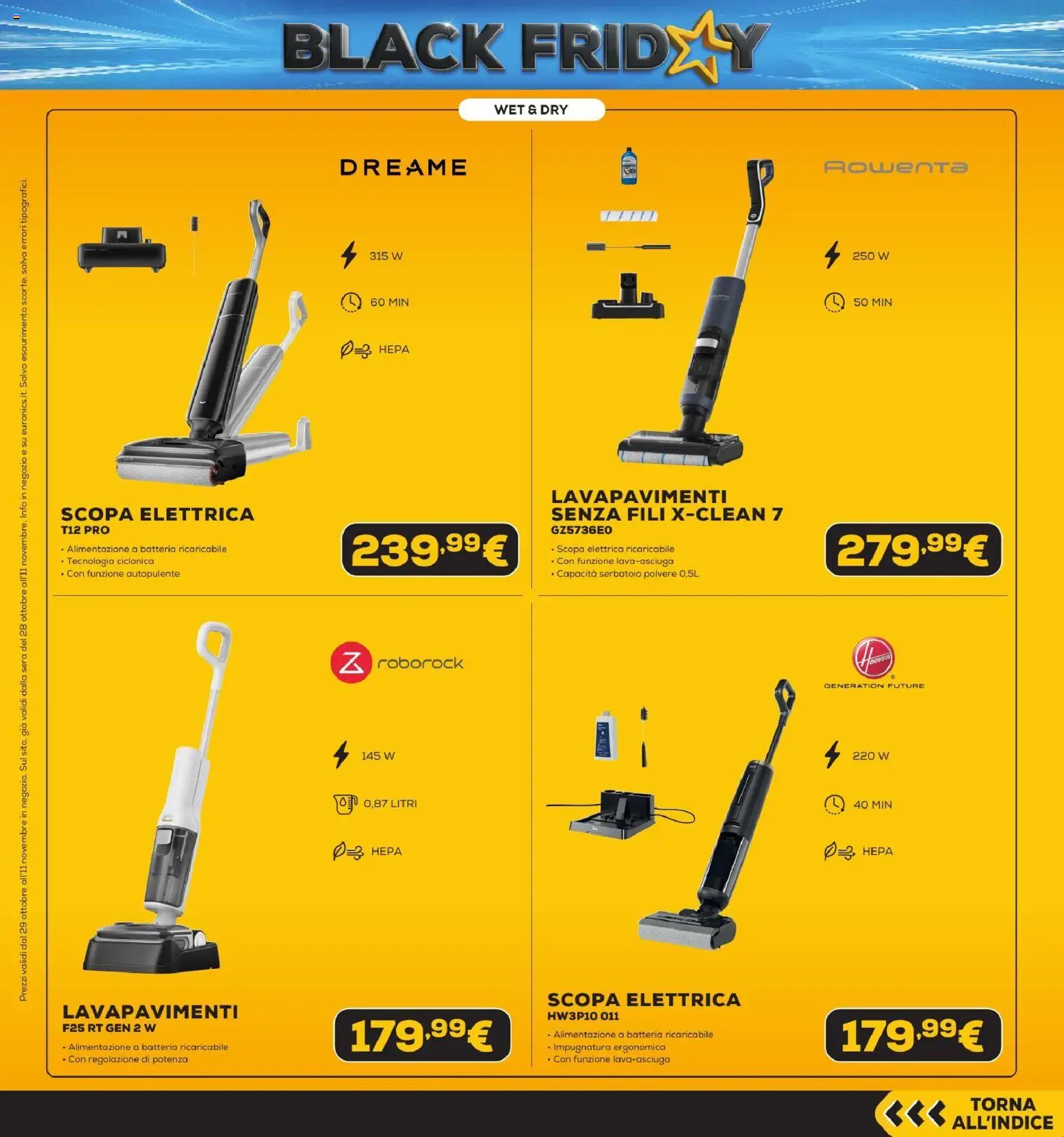 Anteprima dell'opuscolo Euronics Black Friday dal negozio Euronics valido da 29/10/2026 - Scopa, Batteria, Scopa elettrica