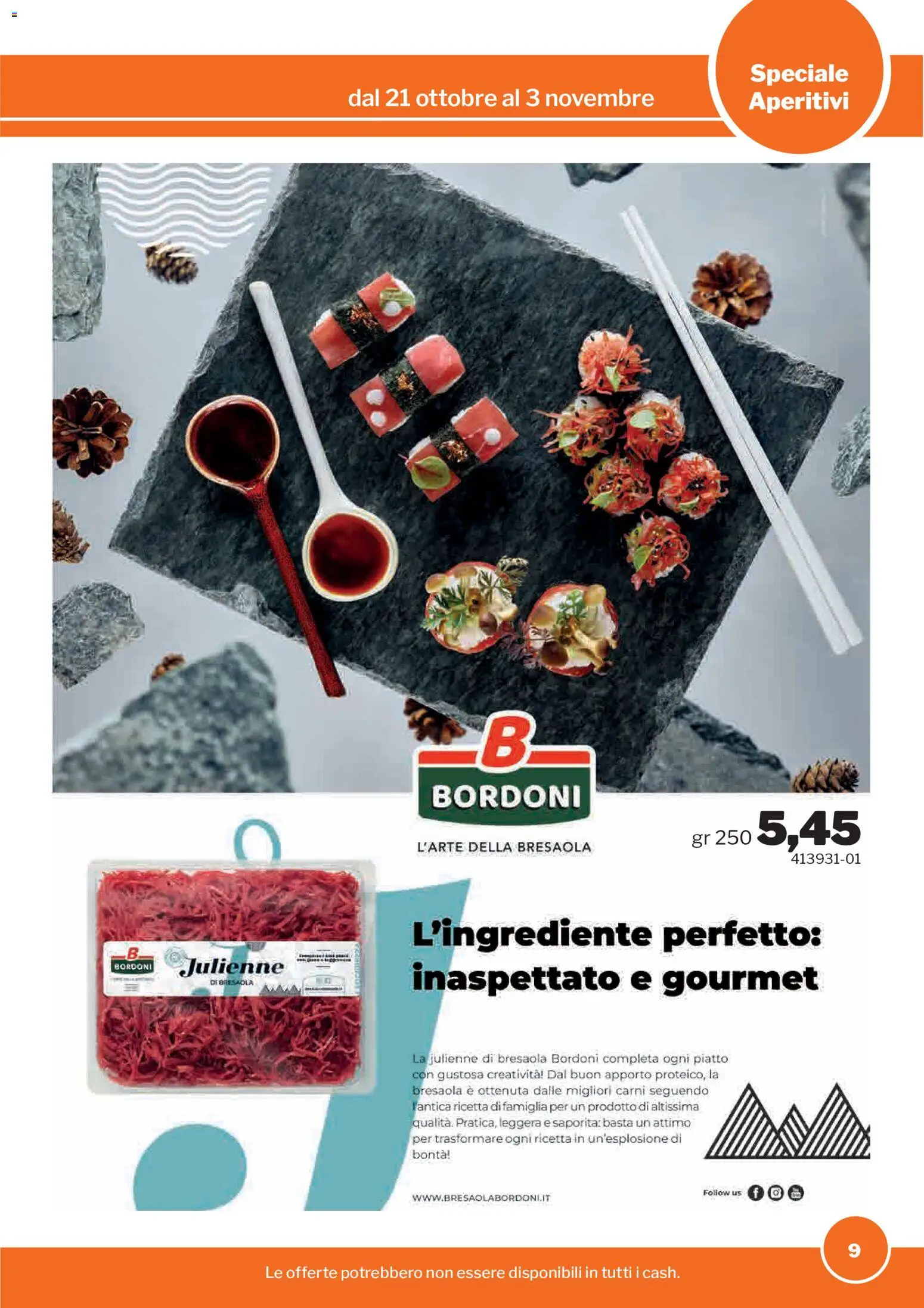 Anteprima dell'opuscolo Sogegross volantino Aperitivi dal negozio Sogegross valido da 21/10/2026 - Bresaola, Piatto