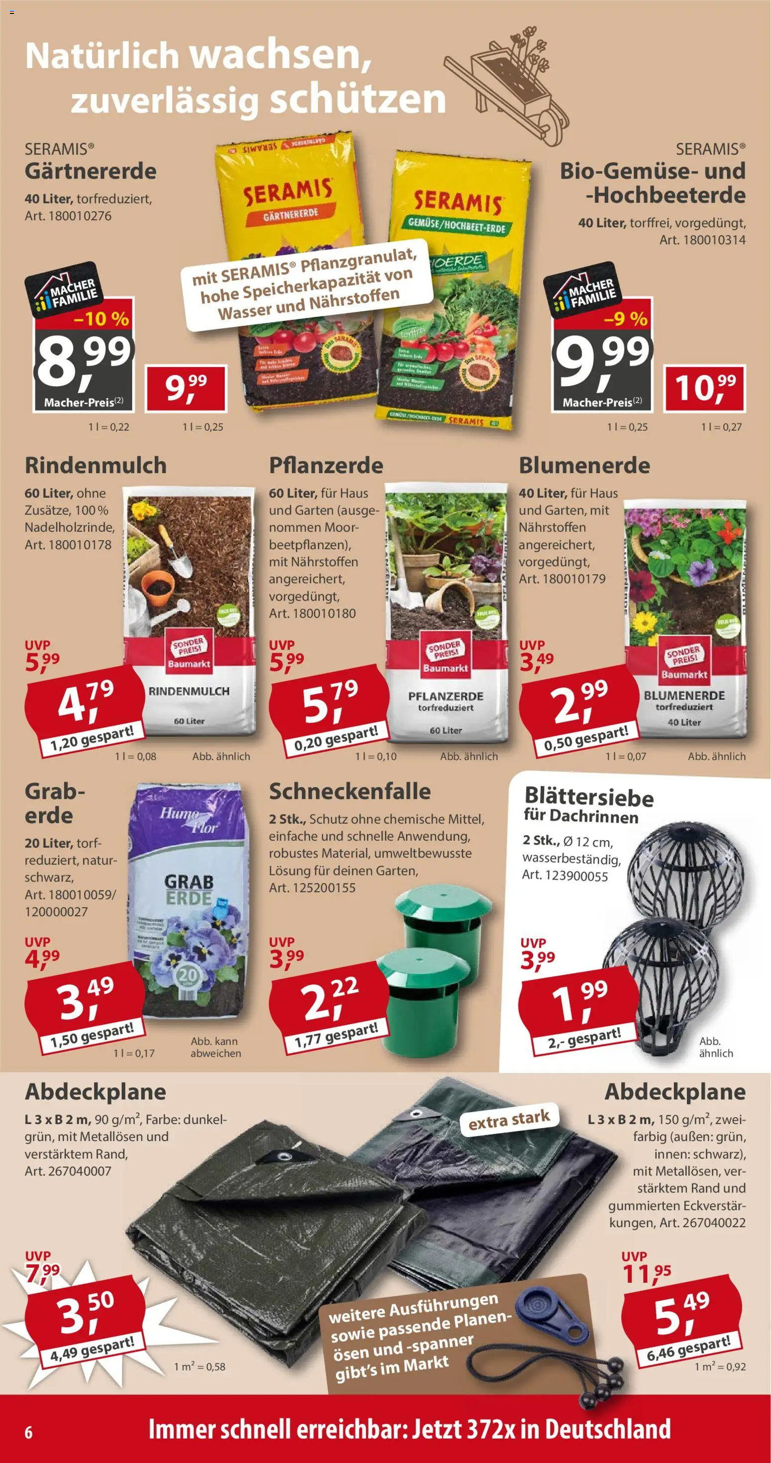 Vorschau von dem Prospekt des Geschäftes Sonderpreis Baumarkt, gültig ab dem 12.09.2026 - Wasser, Rindenmulch, Blumenerde, Torf, Pflanzerde