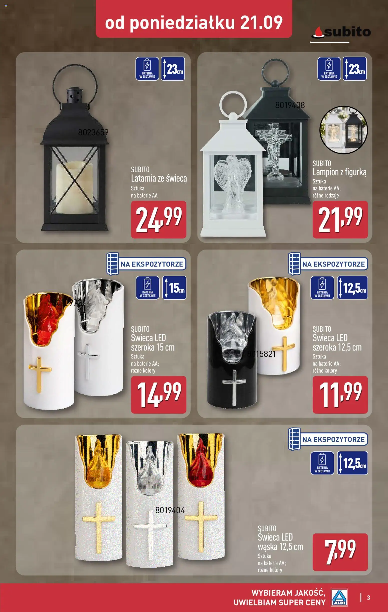 Pogląd gazetki "Aldi gazetka - Szeroka oferta zniczy w super cenach" ze sklepu Aldi ważnej od 21.09.2026