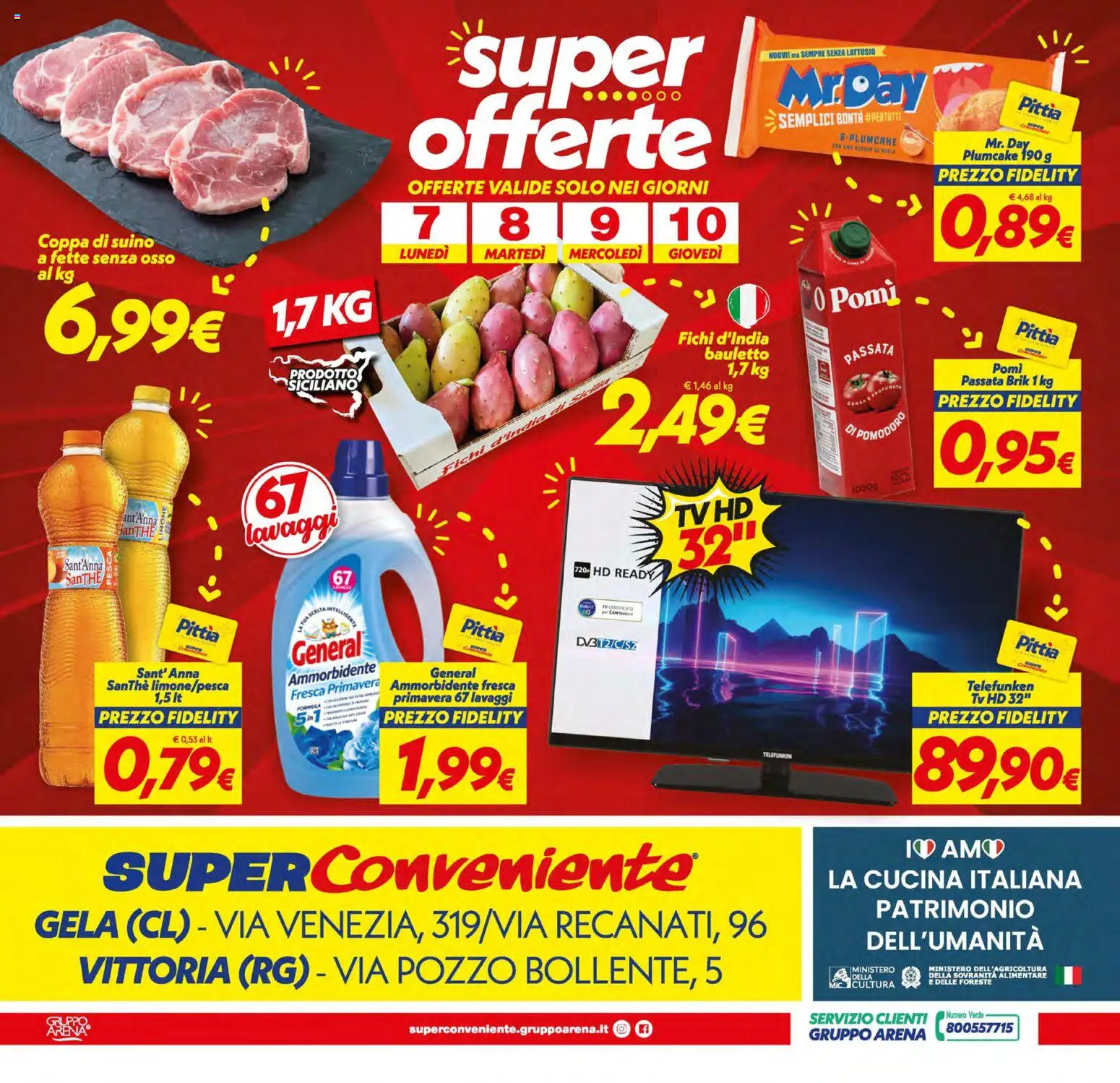 Anteprima dell'opuscolo SuperConveniente volantino Gela, Vittoria dal negozio SuperConveniente valido da 01/09/2026 - TV, Miele, Pesca, Plumcake, Fichi, Suino, Ammorbidente, Senza lattosio