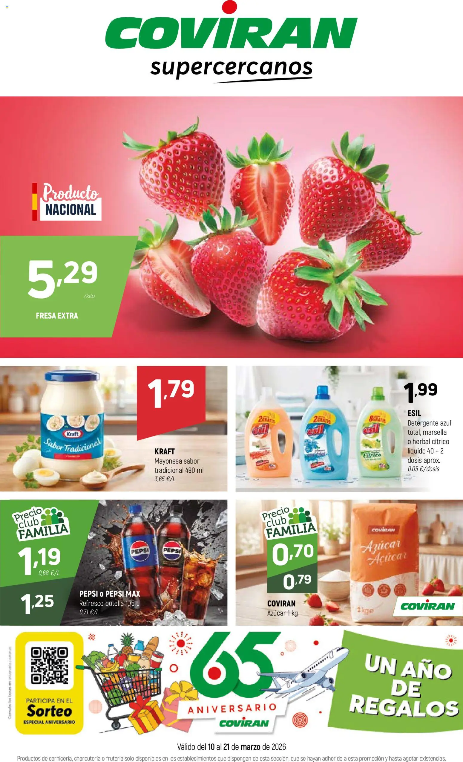 Vista previa del folleto de la tienda Coviran válido desde el 10/03/2026 - Azúcar, Pepsi, Mayonesa, Detergente, Pepsi Max