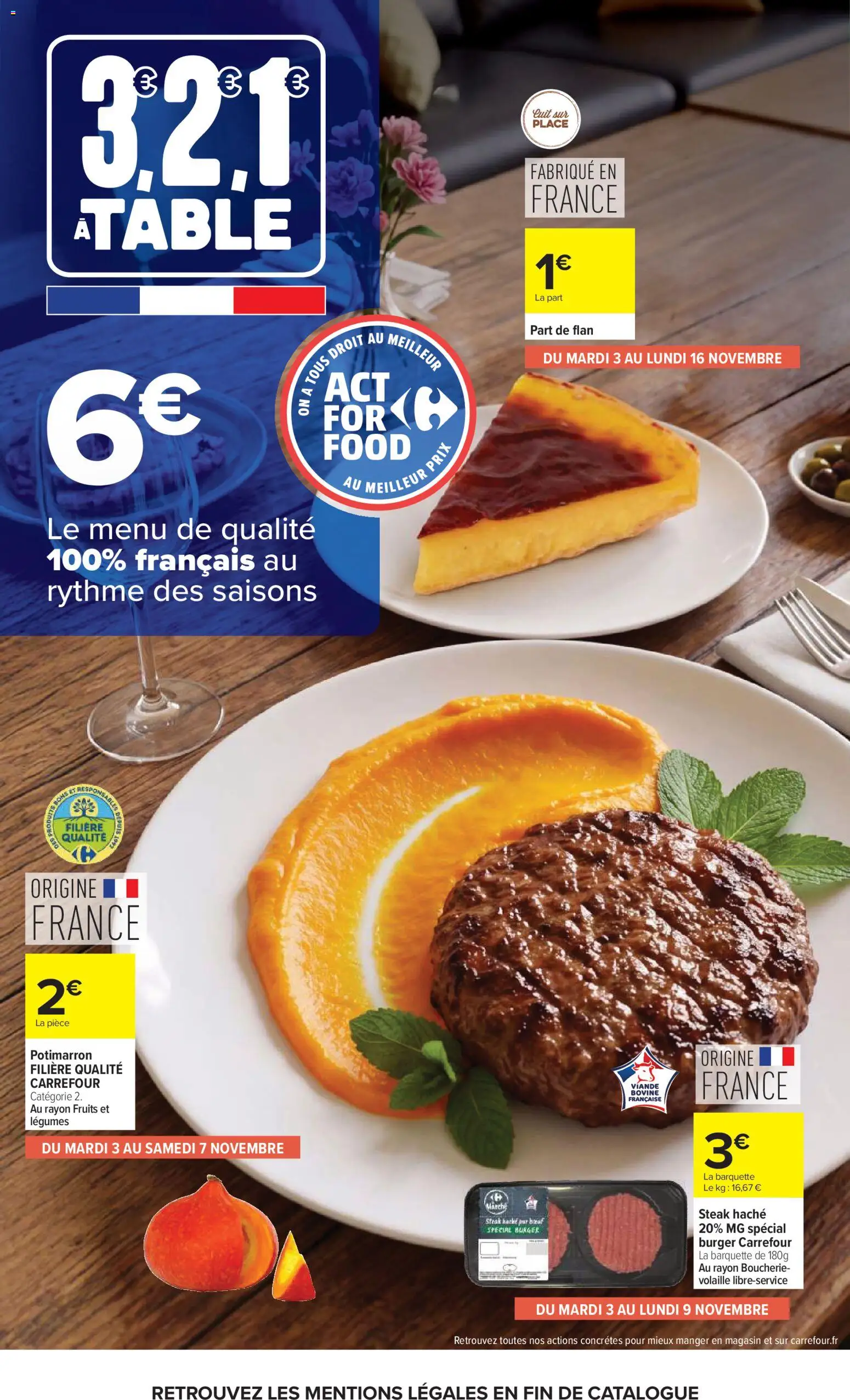 Prévisualisation de Carrefour Petit déjeuner du magasin Carrefour formulaire valide 03/11/2026 - Burger, Fruits, Potimarron, Steak, Viande, Volaille