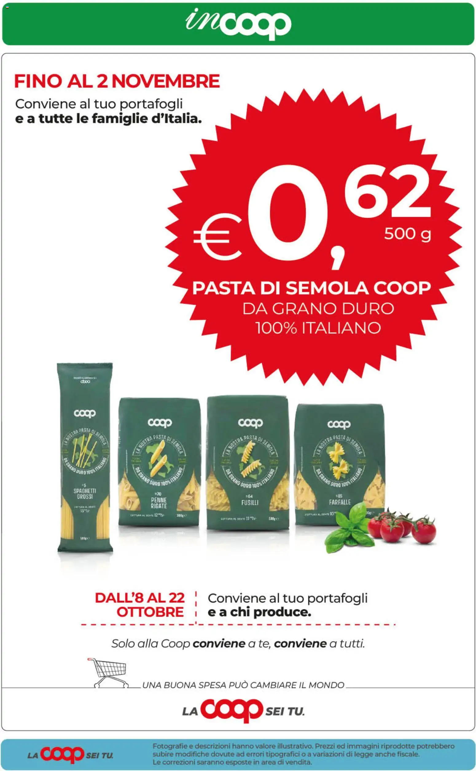 Anteprima dell'opuscolo COOP volantino inCoop Sicilia dal negozio COOP valido da 23/10/2026 - Pasta, Spaghetti, Penne, Farfalle, Fusilli, Semola, Pasta di semola