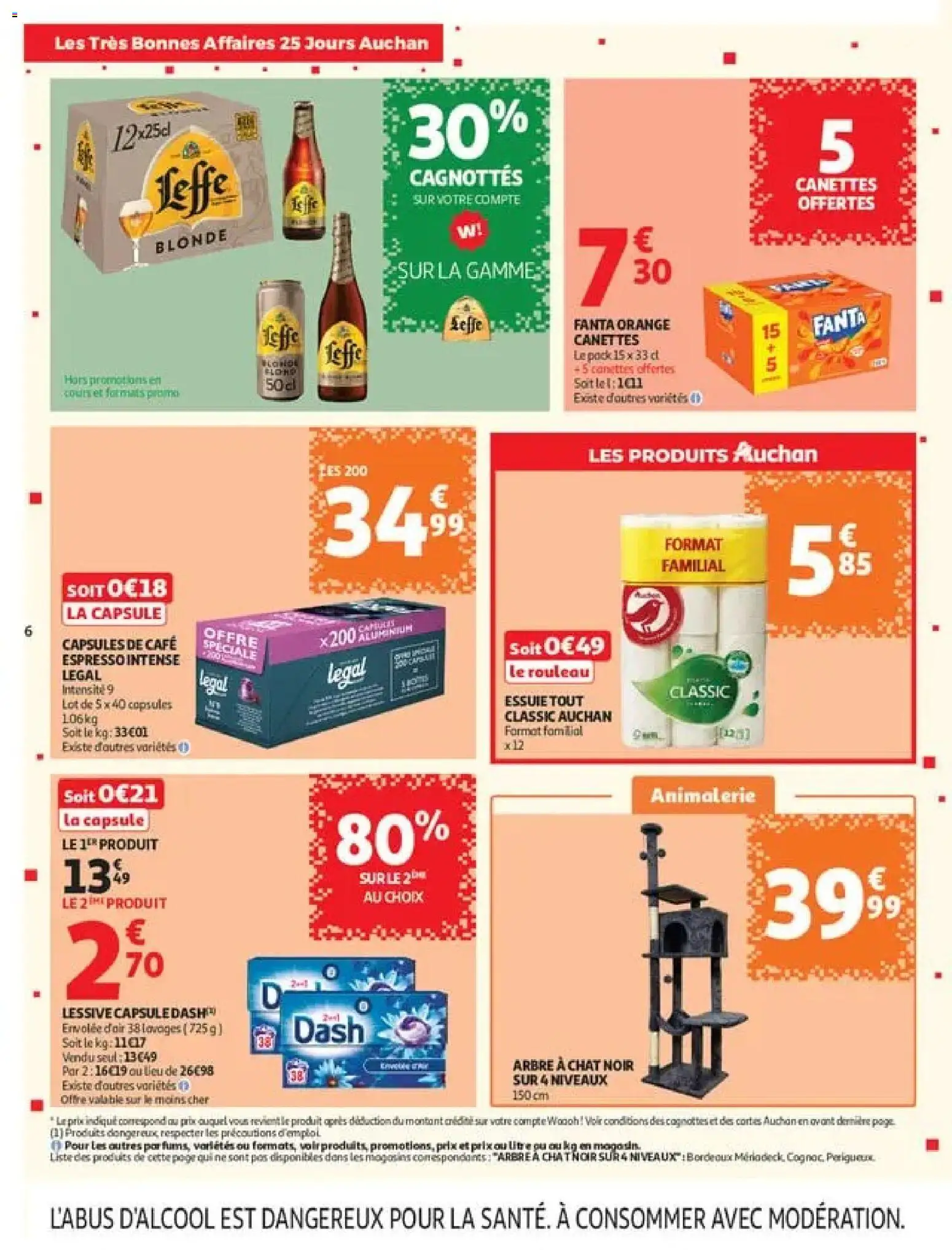 Prévisualisation de Auchan 25 jours 2 hypers du magasin Auchan formulaire valide 03/11/2026 - Orange, Café, Soda, Lessive, Arbre à chat, Fanta, Détergent, Rouleau