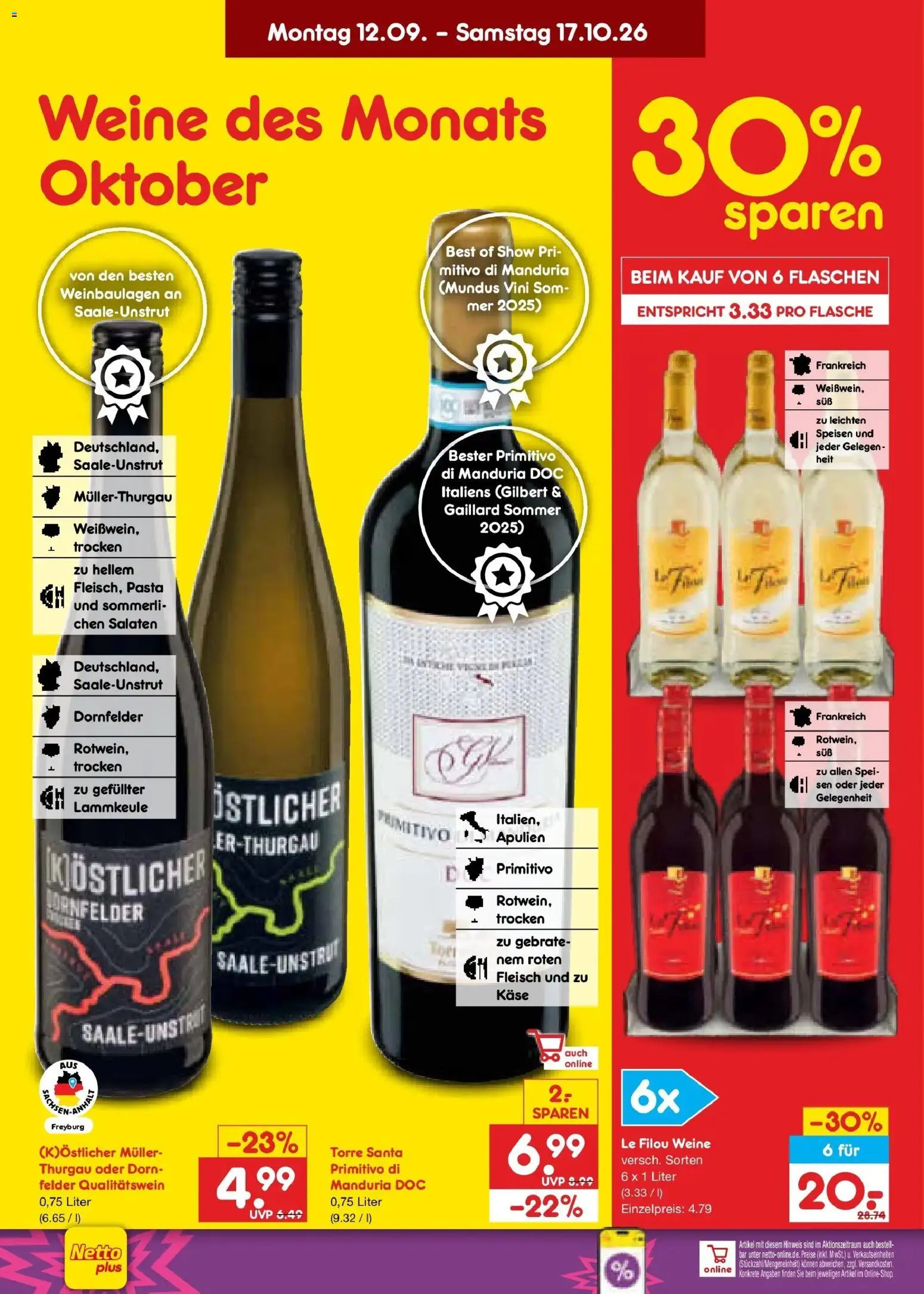 Vorschau von dem Prospekt des Geschäftes Netto Marken-Discount, gültig ab dem 12.10.2026 - Käse, Pasta, Fleisch, Lammkeule, Le filou
