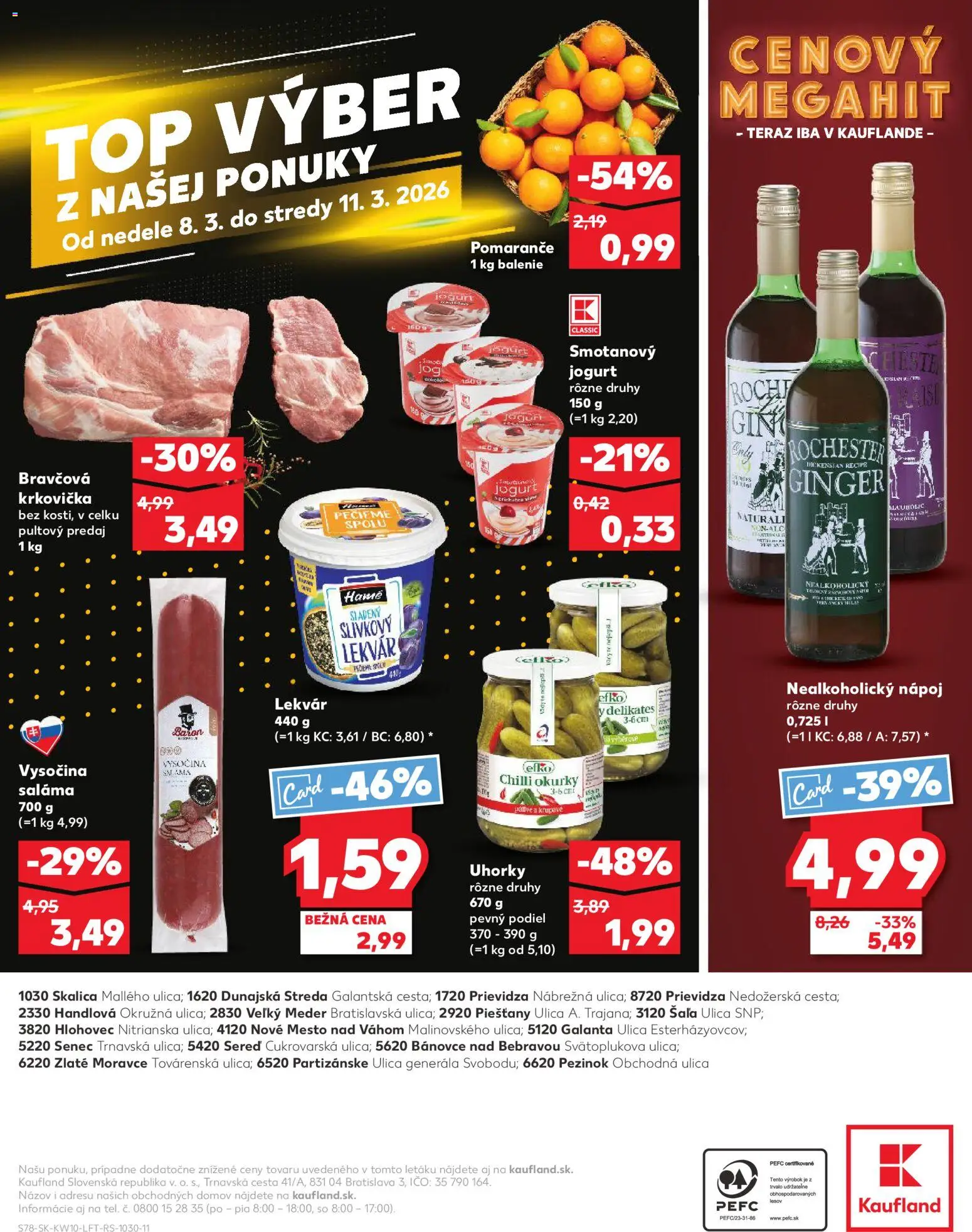 Náhľad Kaufland letáku platného od 05.03.2026 - Slivkový lekvár, Krkovička, Chilli, Jogurt, Lekvár, Pomaranče, Saláma, Smotanový jogurt