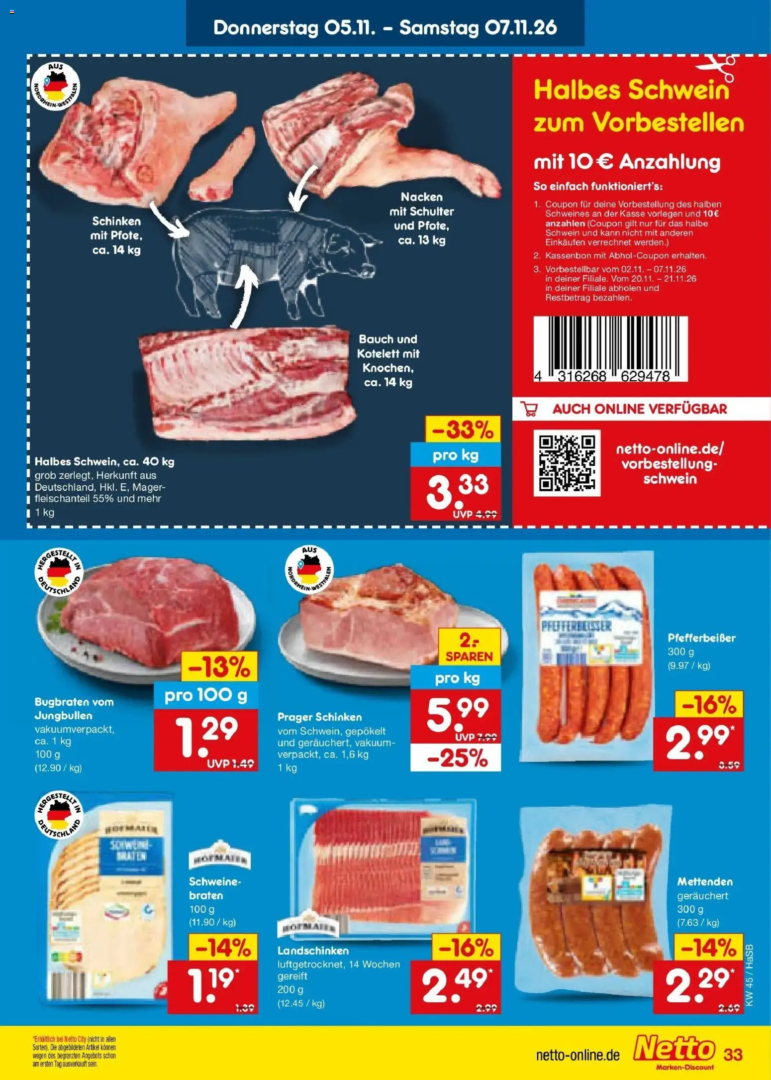 Vorschau von dem Prospekt des Geschäftes Netto Marken-Discount, gültig ab dem 02.11.2026 - Schinken, Schulter