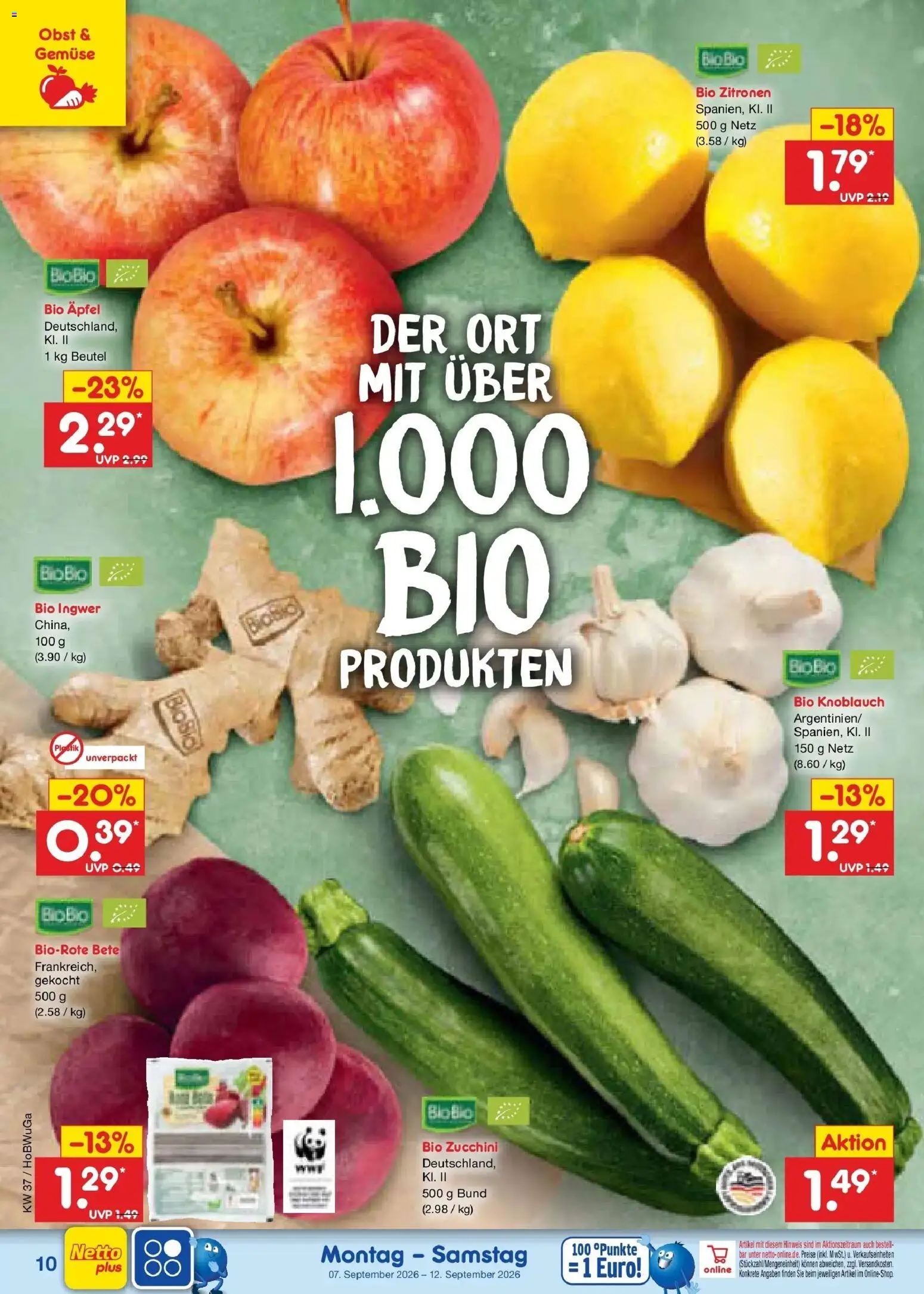 Vorschau von dem Prospekt des Geschäftes Netto Marken-Discount, gültig ab dem 07.09.2026 - Äpfel, Zucchini, Gemüse, Obst, Knoblauch, Zitronen