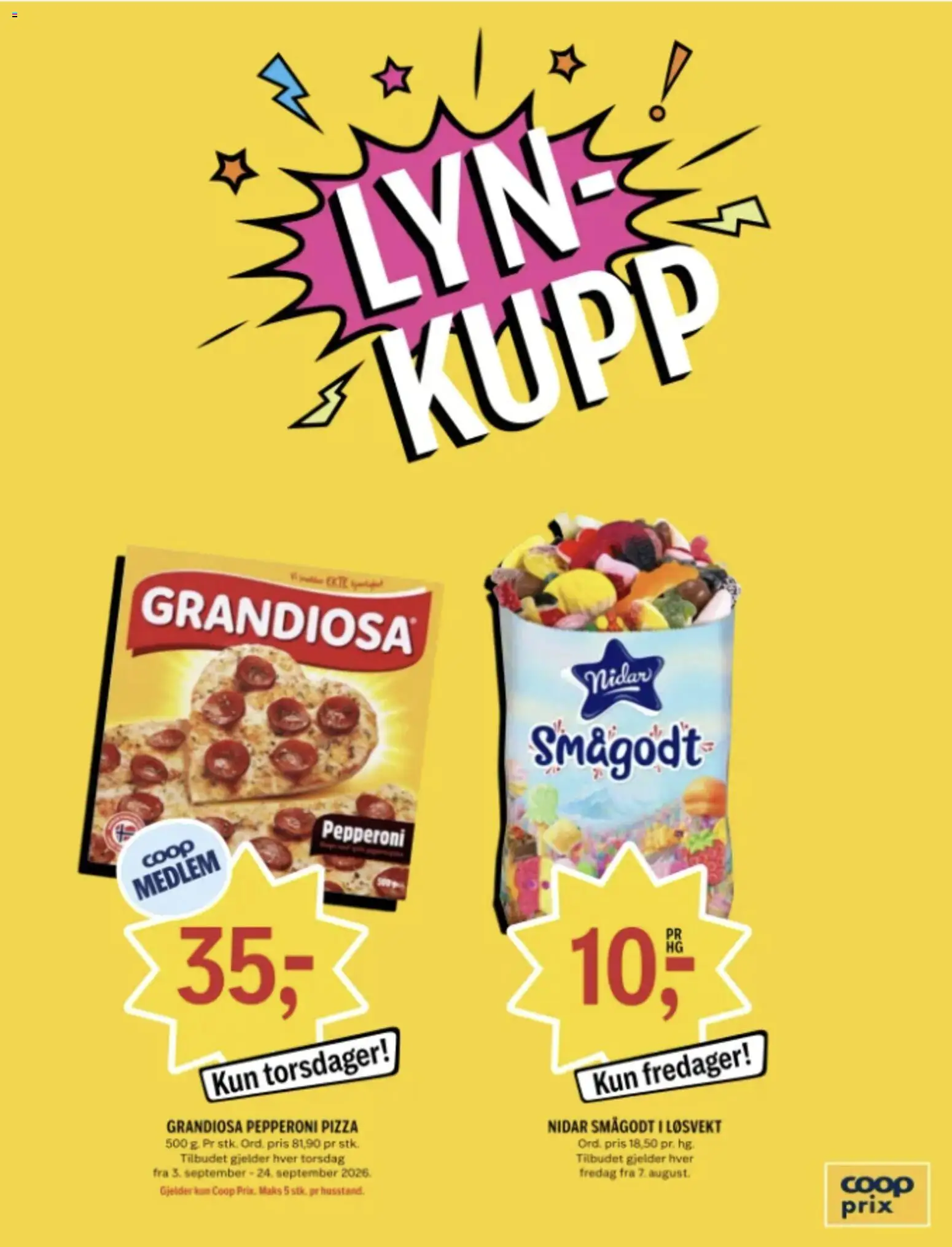 Forhåndsvis Coop Prix kundeavis lyn - kupp fra butikk Coop Prix gyldig fra 24/09/2026