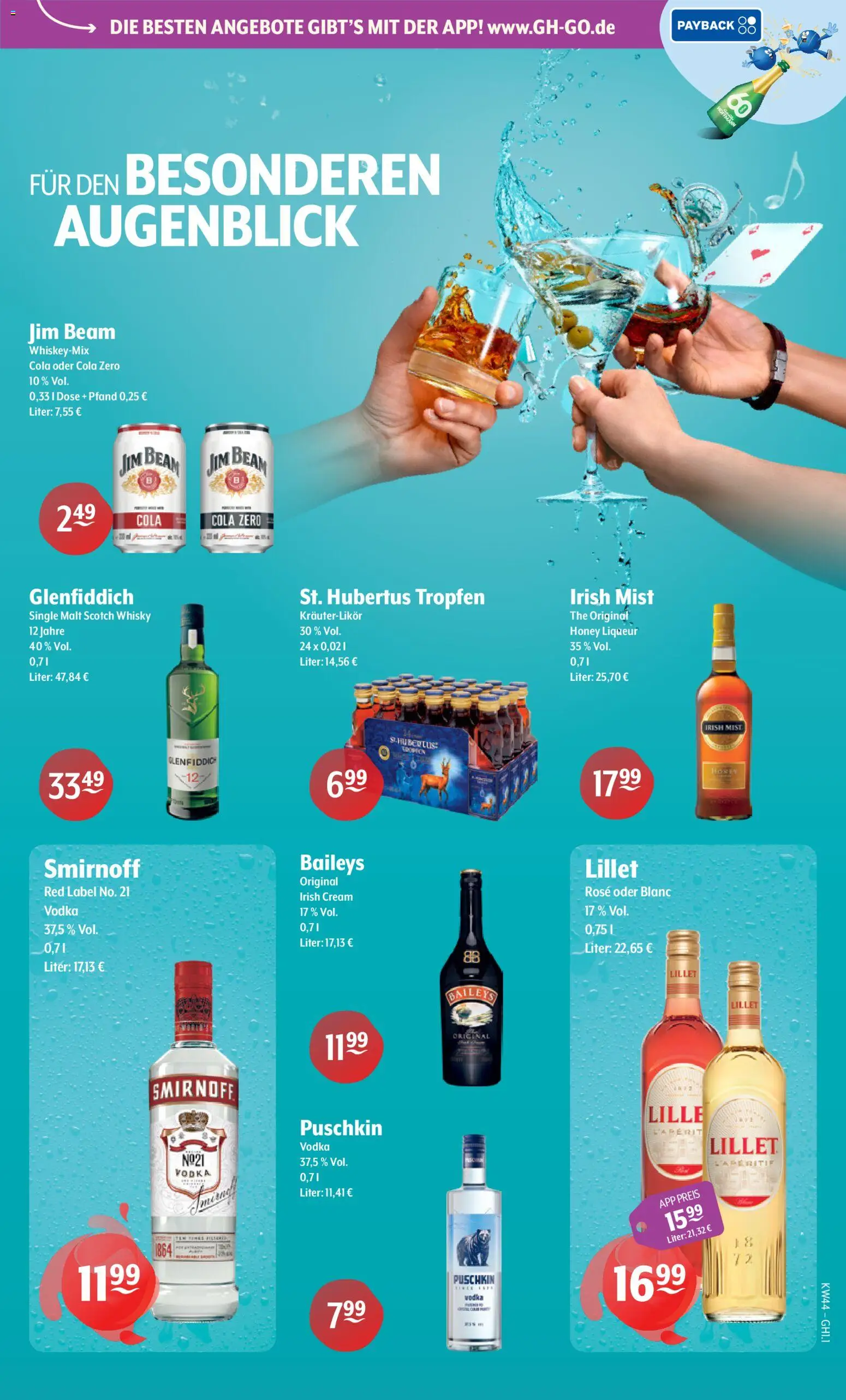 Vorschau von dem Prospekt des Geschäftes Getränke Hoffmann, gültig ab dem 26.10.2026 - Lillet, Whisky, Baileys, Vodka, Wodka, Jim beam, Hubertus tropfen, Smirnoff