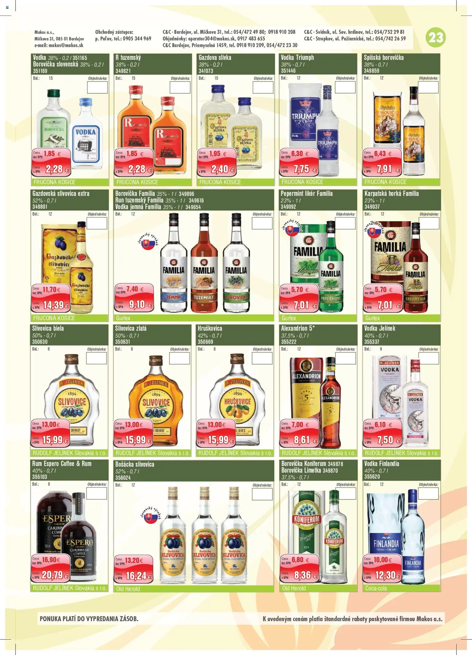 Náhľad Makos letáku platného od 02.11.2026 - Rum, Vodka, Borovička, Slivovica, Bošácka slivovica, Limetka, Koniferum, Hruškovica