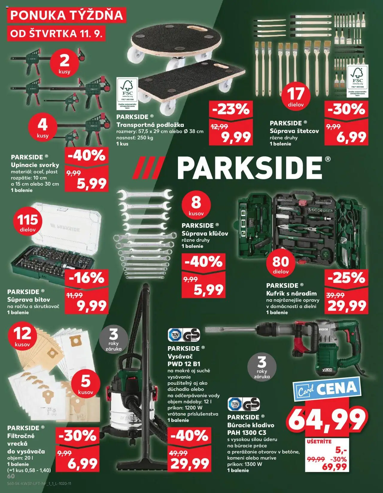Náhľad Kaufland letáku platného od 11.09.2025 - Parkside, Vysávač, Skrutkovač