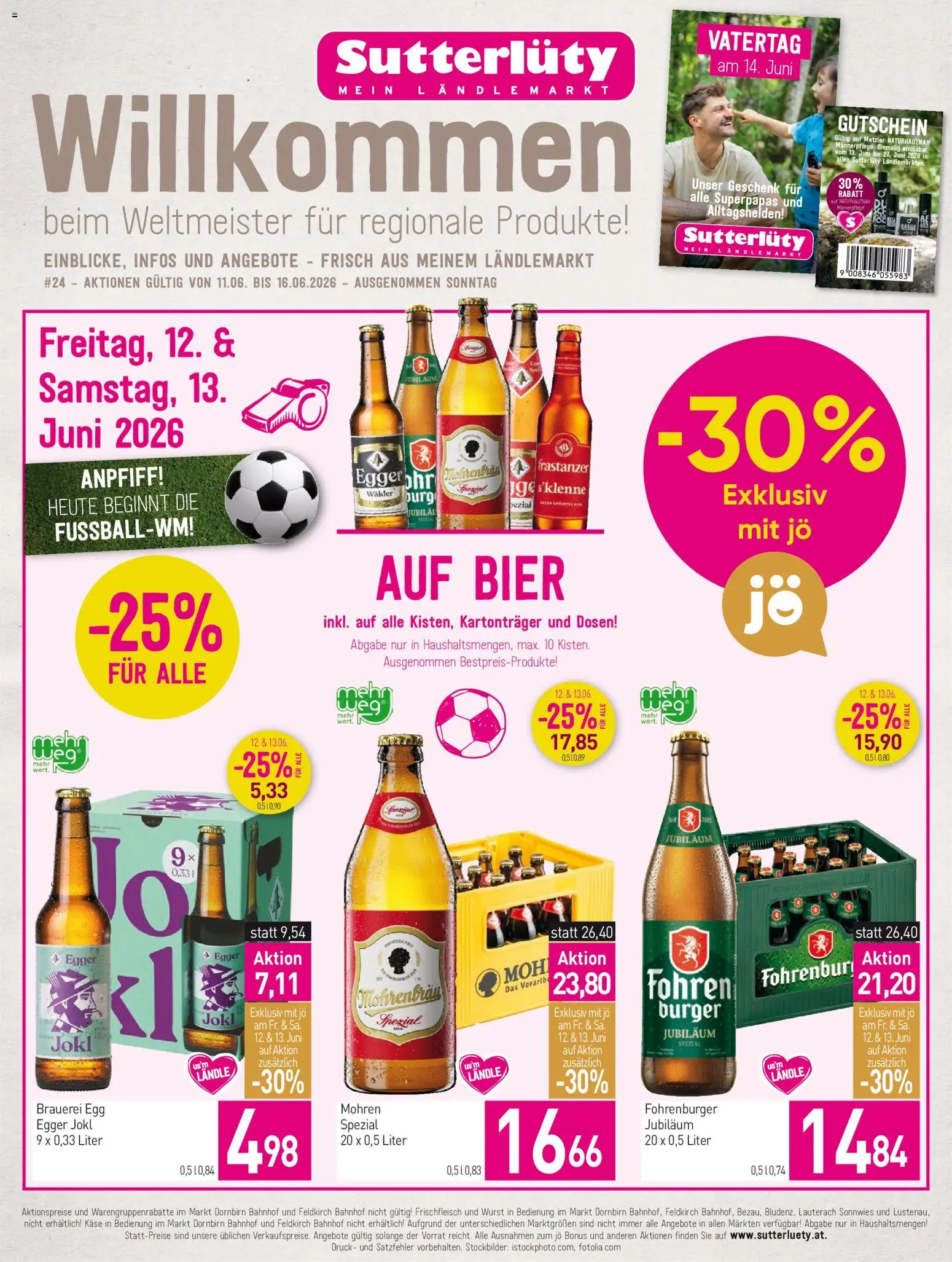 Vorschau der Angebote: Sutterlüty Sutterlüty Flugblatt gültig ab 11.06.2026 - Burger, Bier, Wurst, Käse