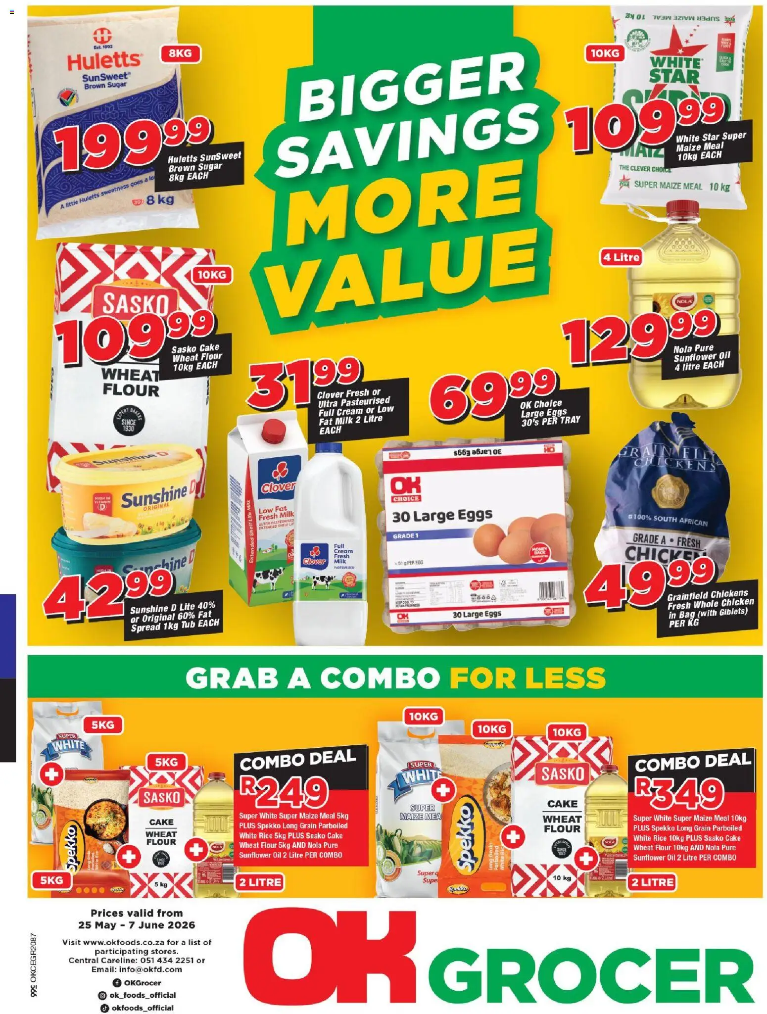 Preview of OK Foods flyer valid from 25/05/2026 - Chicken, Eggs, Milk, Sugar, Rice, Cream, Spread, Fat spread