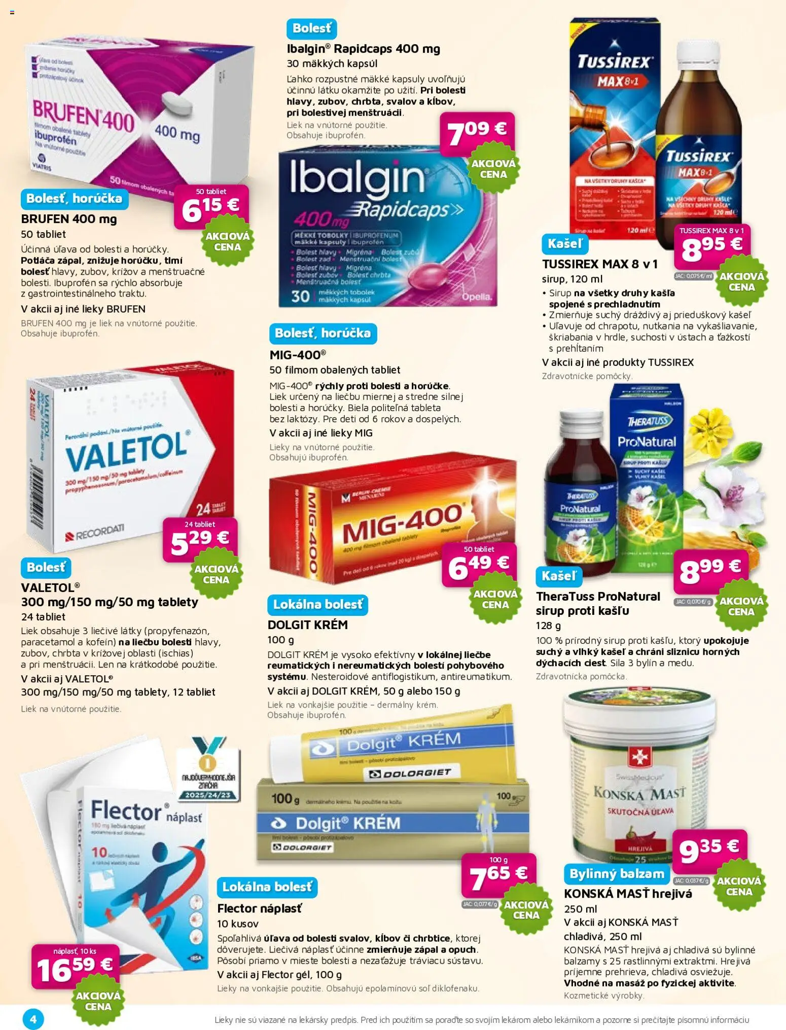 Náhľad Plus lekáreň letáku platného od 01.10.2026 - Tablet, Soľ, Sirup, Krém, Náplasť, Sirup proti kašľu