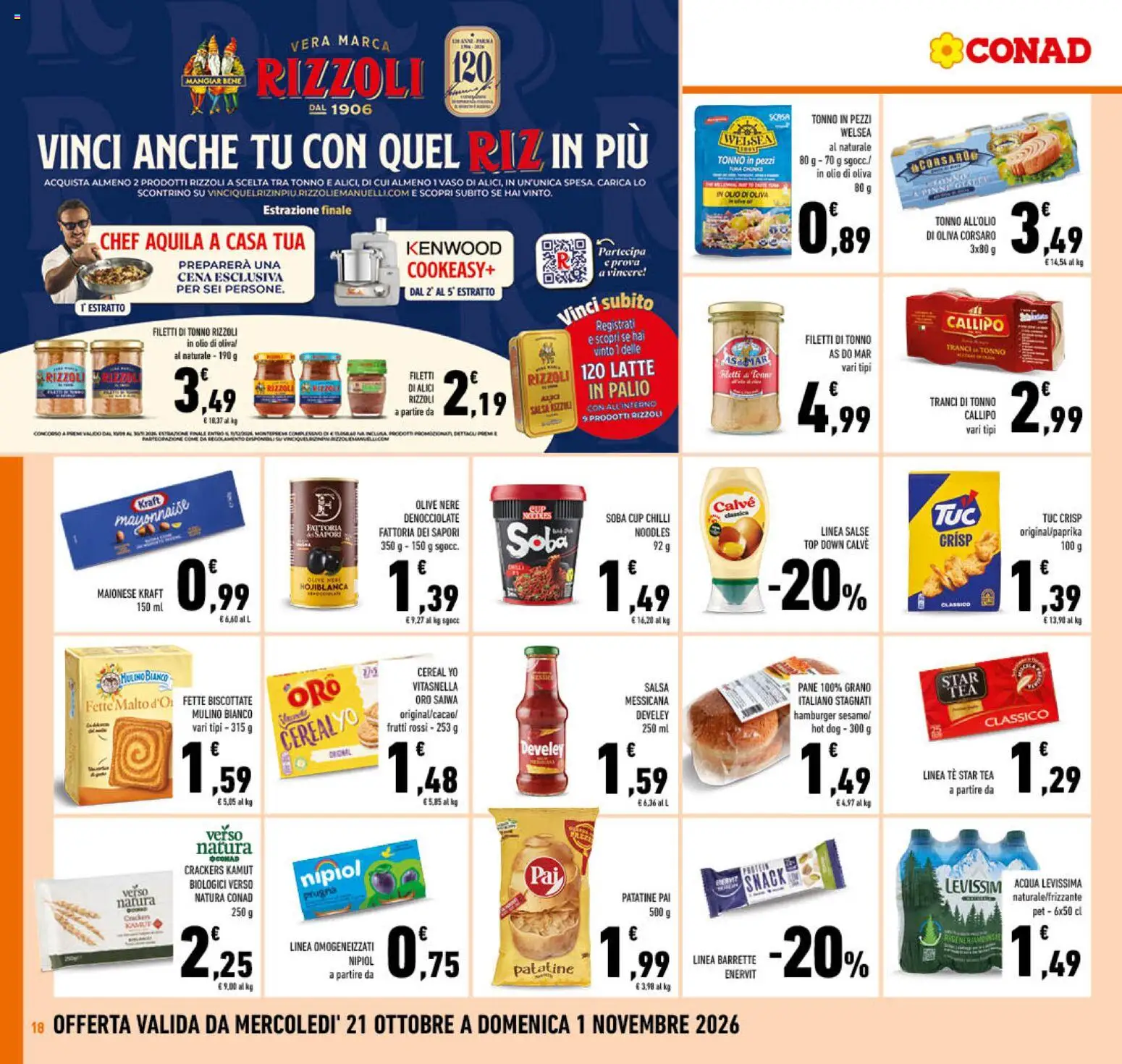 Anteprima dell'opuscolo Conad volantino Campania dal negozio Conad valido da 21/10/2026 - Latte, Olio di Oliva, Top, Alici, Salsa, Fette biscottate, Vaso, Salse