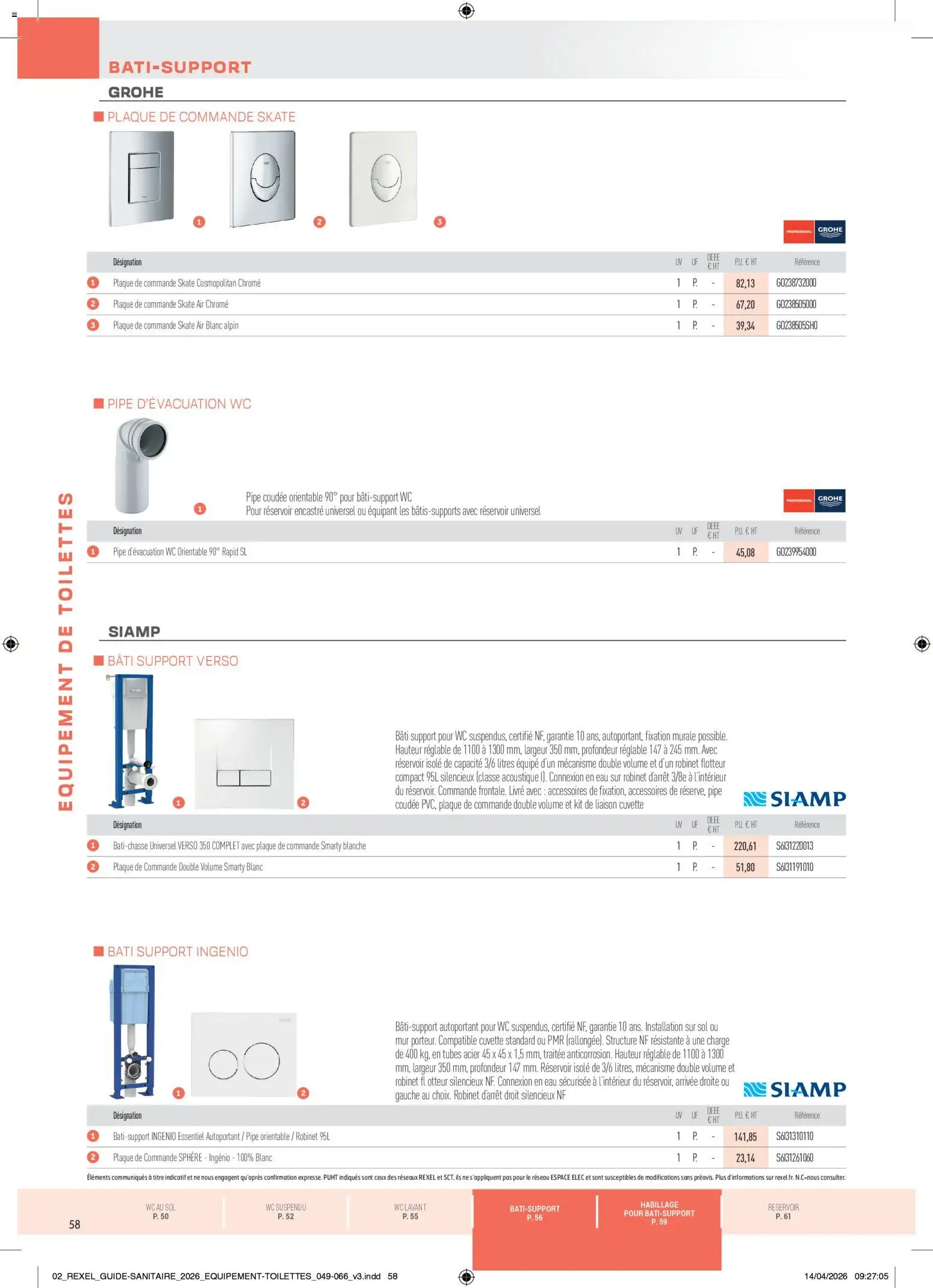 Prévisualisation de Rexel - Brochure Sanitaire du magasin Rexel formulaire valide 20/04/2026 - Toilettes, Livre, Skate, Robinet