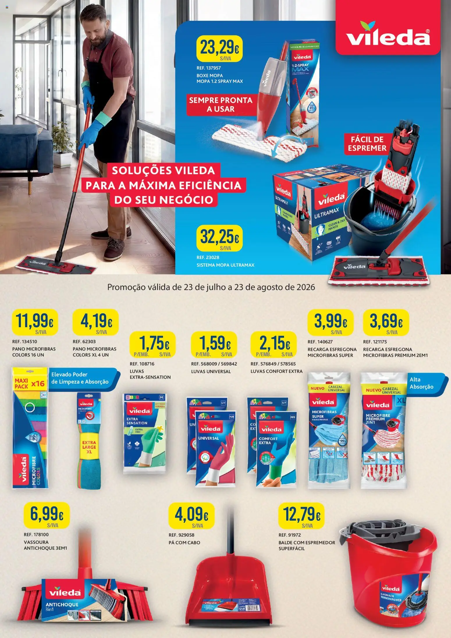 Pré-visualização do folheto da loja Makro válida a partir de 23/07/2026 - Pá, Luvas, Vassoura, Esfregona, Balde, Cabo, Espremedor