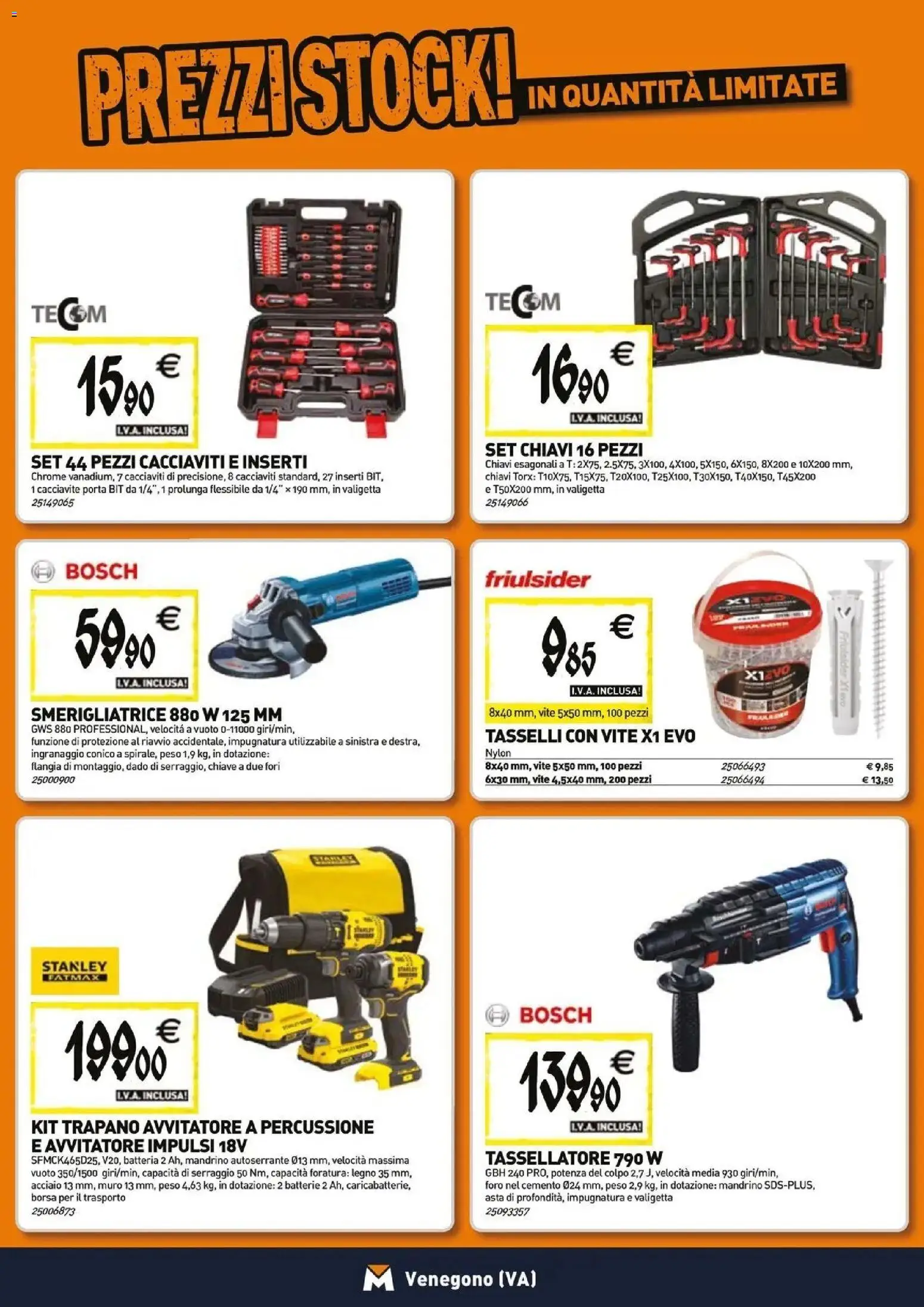 Anteprima dell'opuscolo TECNOMAT catalogo Venegono Inferiore dal negozio TECNOMAT valido da 29/10/2026 - Borsa, Batteria, Porta, Smerigliatrice, Trapano, Cemento, Valigetta, Inserti