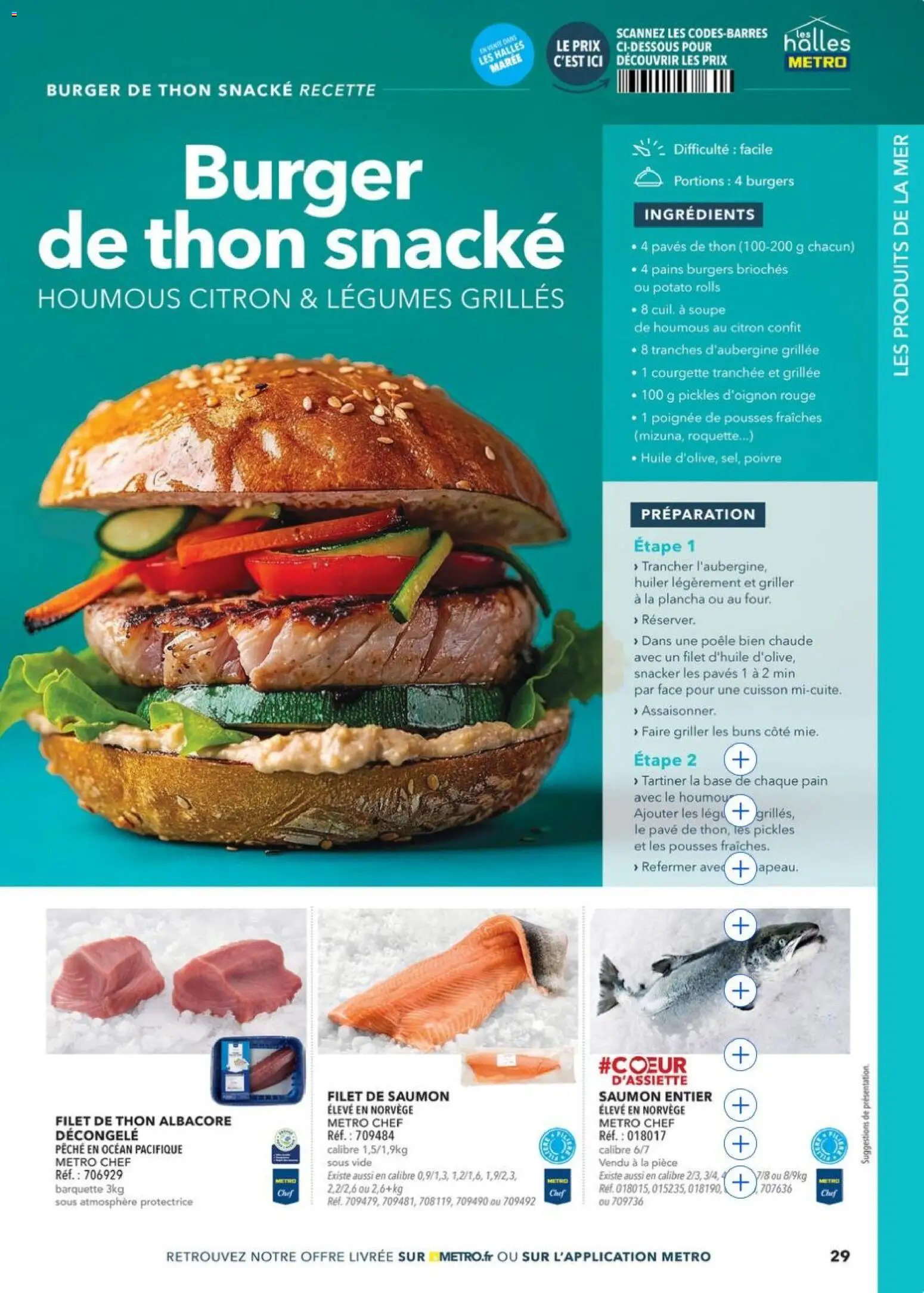 Prévisualisation de METRO - Restauration rapide du magasin METRO formulaire valide 14/04/2026 - Courgette, Houmous, Pêche, Pain, Thon, Roquette, Base, Filet de saumon