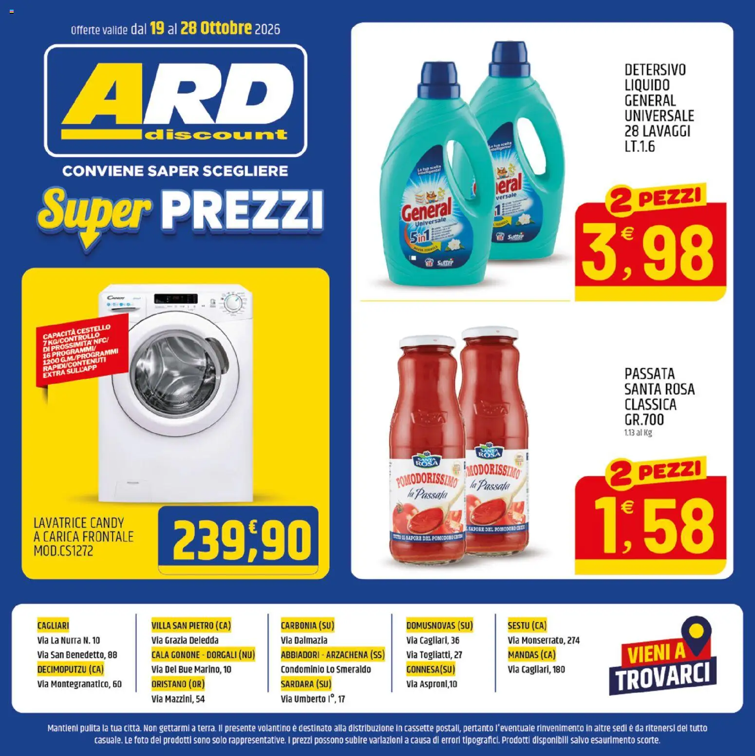 Anteprima dell'opuscolo ARD Discount volantino Sardegna dal negozio ARD Discount valido da 19/10/2026 - Lavatrice, Pomodoro