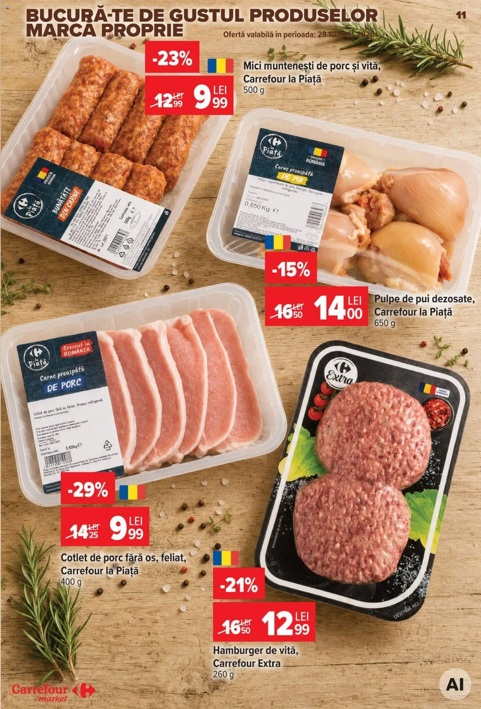 Previzualizarea de cataloage: Carrefour Carrefour Catalog Market valabil de la 28.10.2026 - Mici, Hamburger, Pui, Vită, Pară, Cotlet